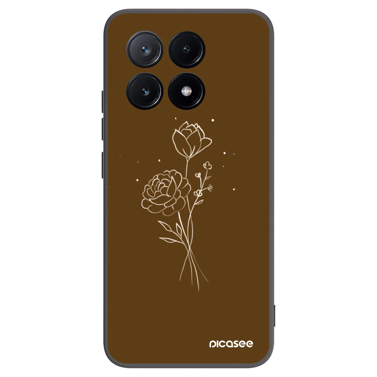 Picasee Μαύρη θήκη σιλικόνης για Xiaomi Poco X6 Pro - Brown flowers
