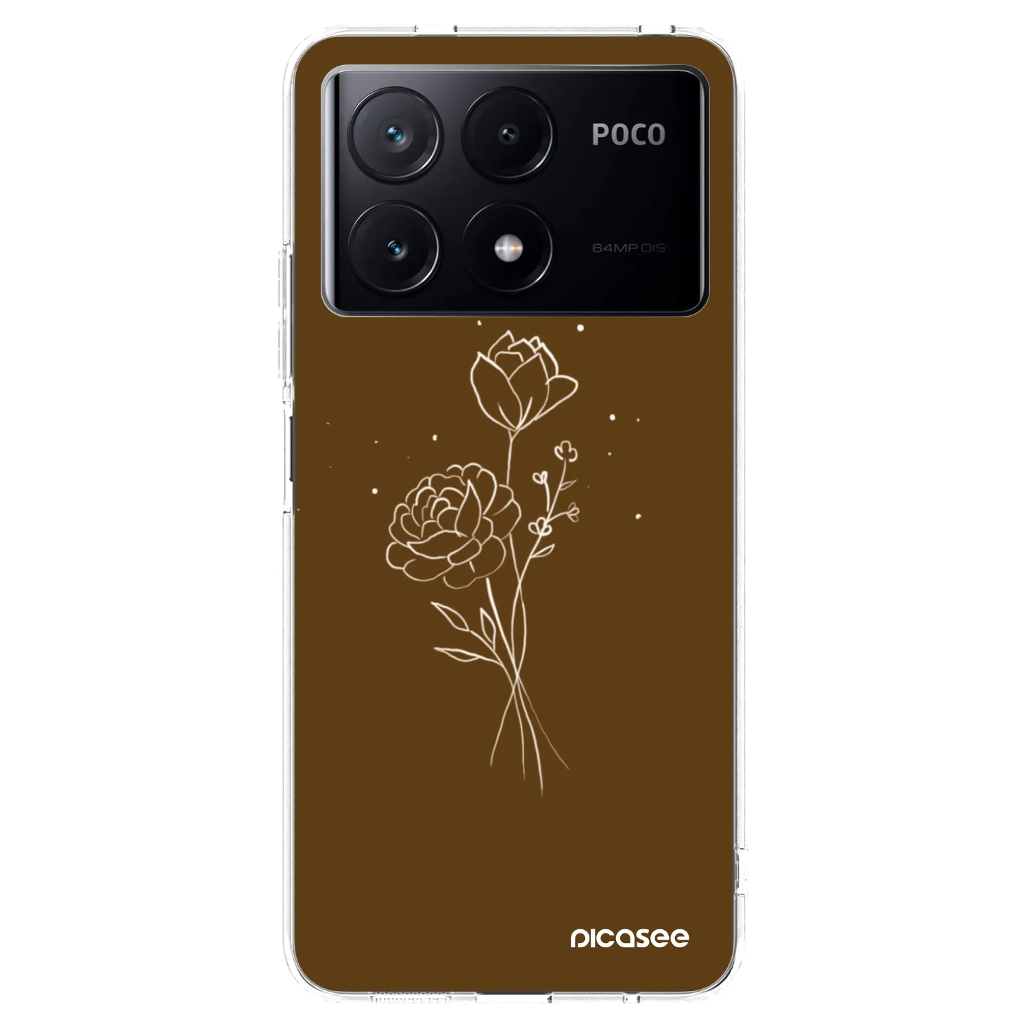 Picasee διαφανής θήκη σιλικόνης Xiaomi Poco X6 Pro - Brown flowers