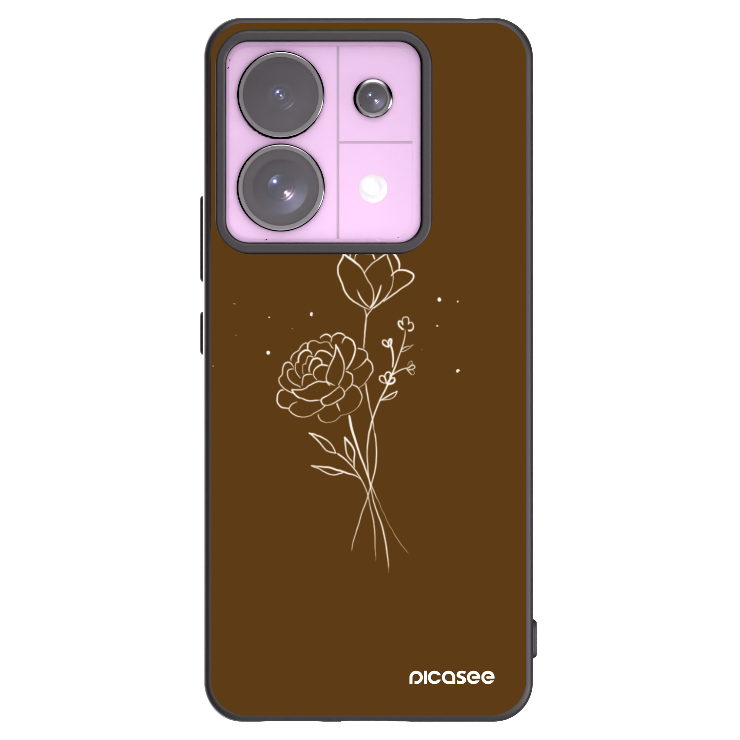 Picasee Μαύρη θήκη σιλικόνης για Xiaomi Redmi Note 13 Pro 5G - Brown flowers
