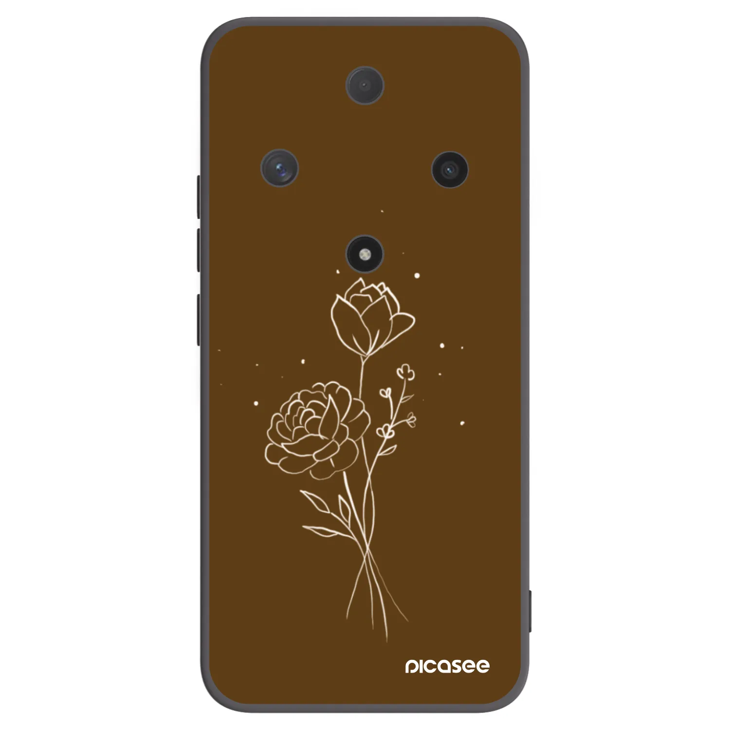 Picasee Μαύρη θήκη σιλικόνης για Honor Magic6 Lite 5G - Brown flowers