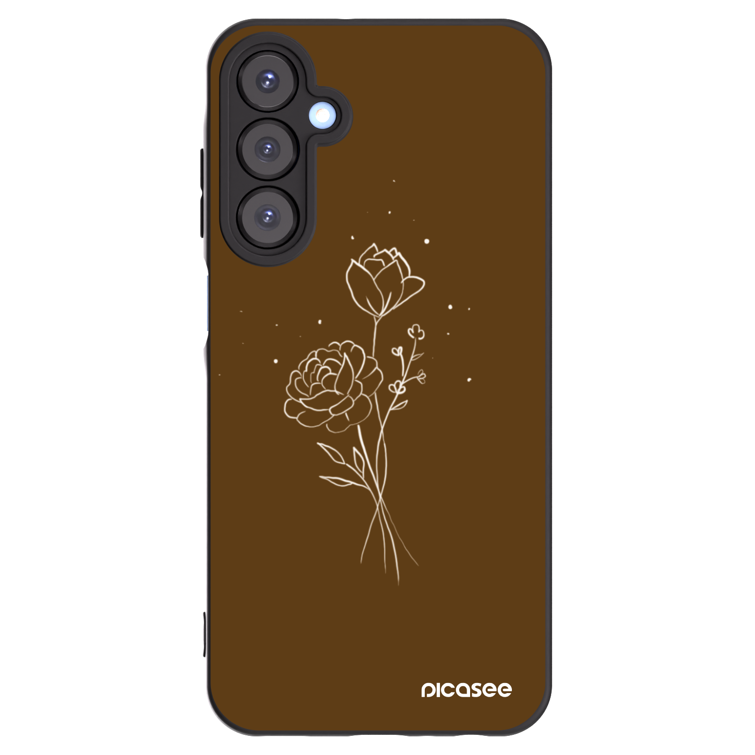 Picasee Μαύρη θήκη σιλικόνης για Samsung Galaxy A25 A256B 5G - Brown flowers