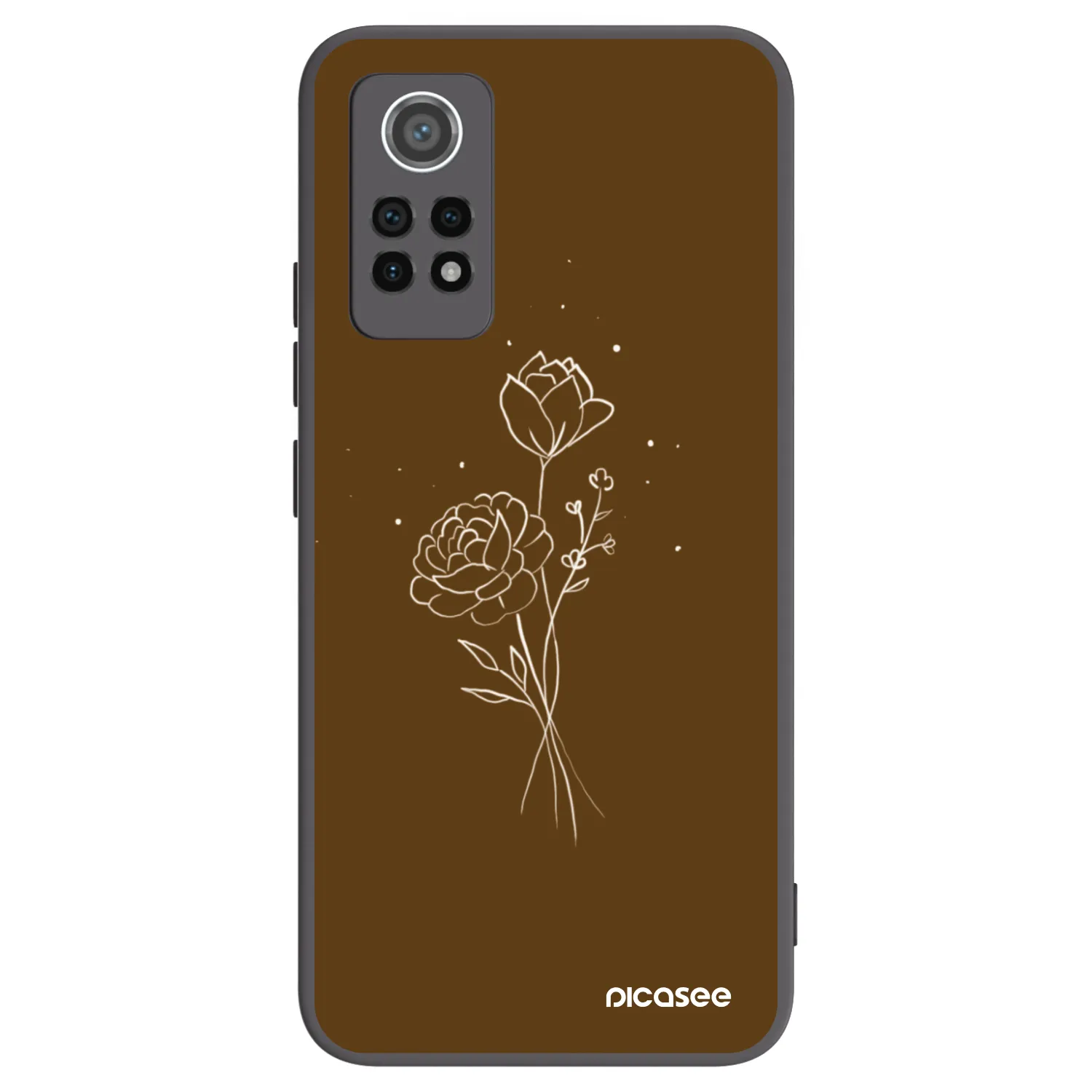 Picasee Μαύρη θήκη σιλικόνης για Xiaomi Redmi Note 12 Pro 4G - Brown flowers
