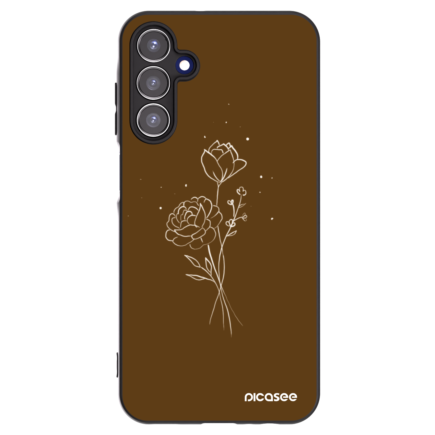 Picasee Μαύρη θήκη σιλικόνης για Samsung Galaxy A15 A155F 4G - Brown flowers
