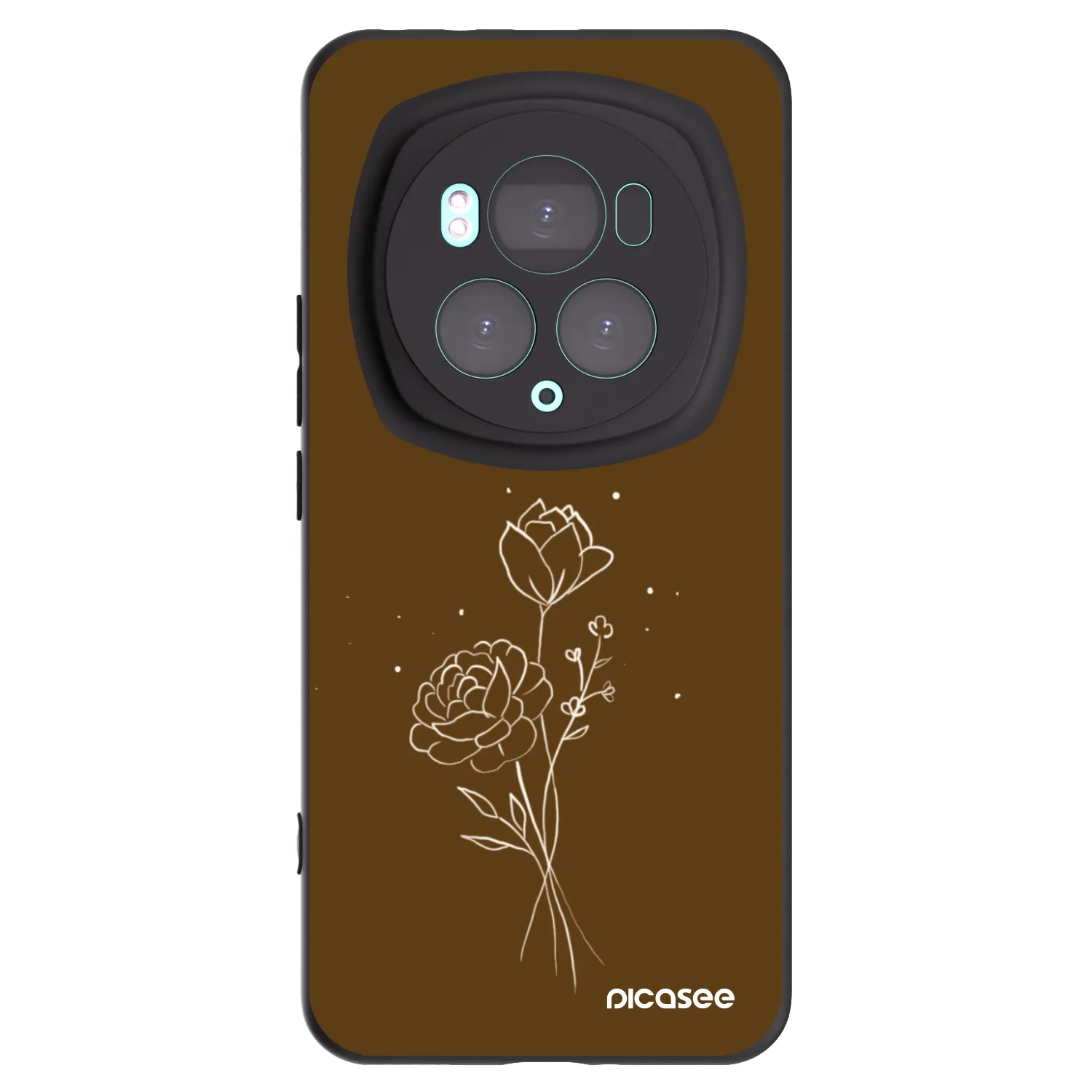 Picasee Μαύρη θήκη σιλικόνης για Honor Magic6 Pro - Brown flowers
