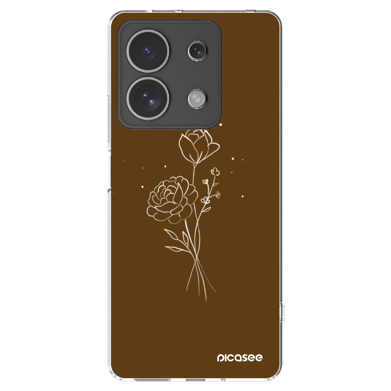 Picasee διαφανής θήκη σιλικόνης Xiaomi Redmi Note 13 4G - Brown flowers