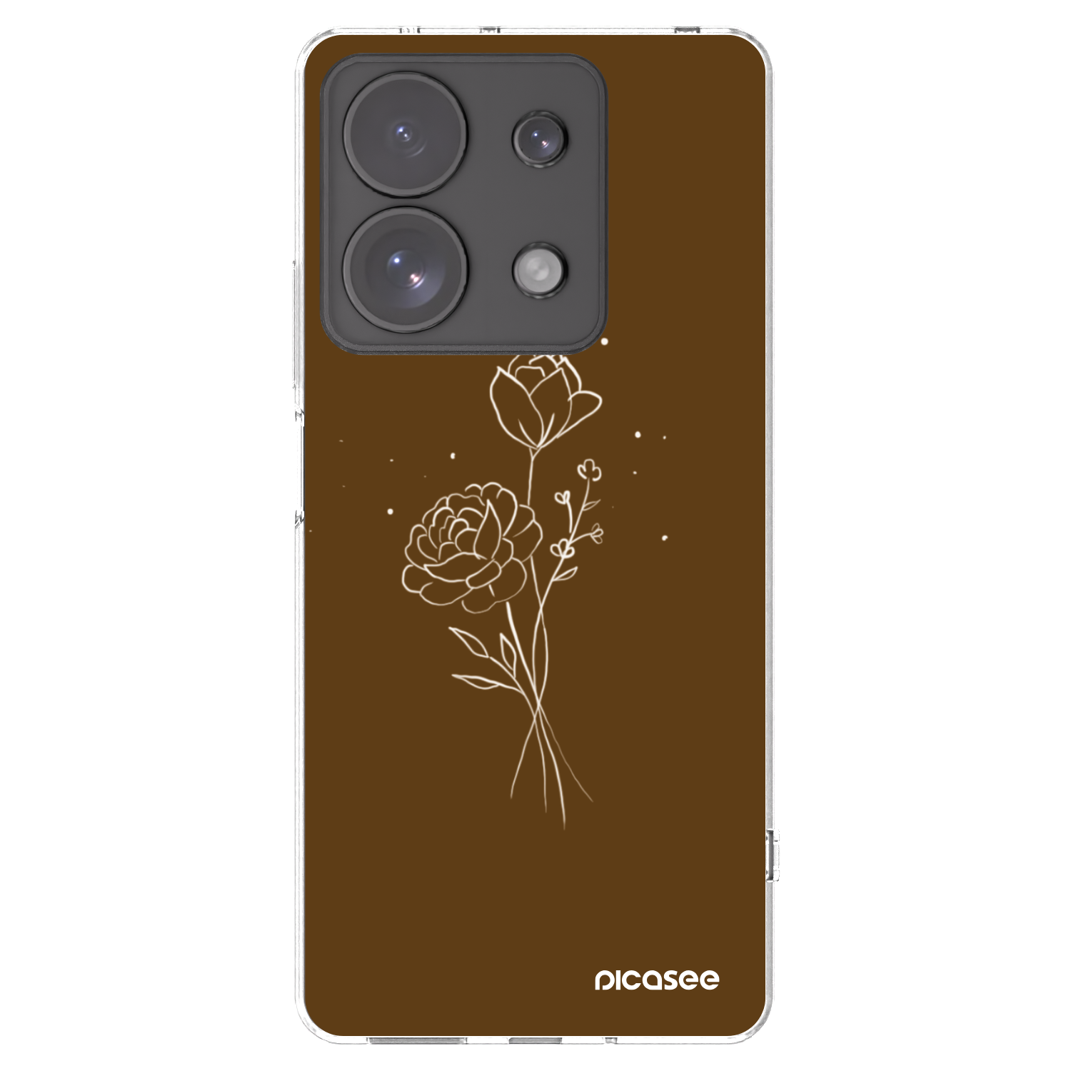 Picasee διαφανής θήκη σιλικόνης Xiaomi Redmi Note 13 Pro 4G - Brown flowers