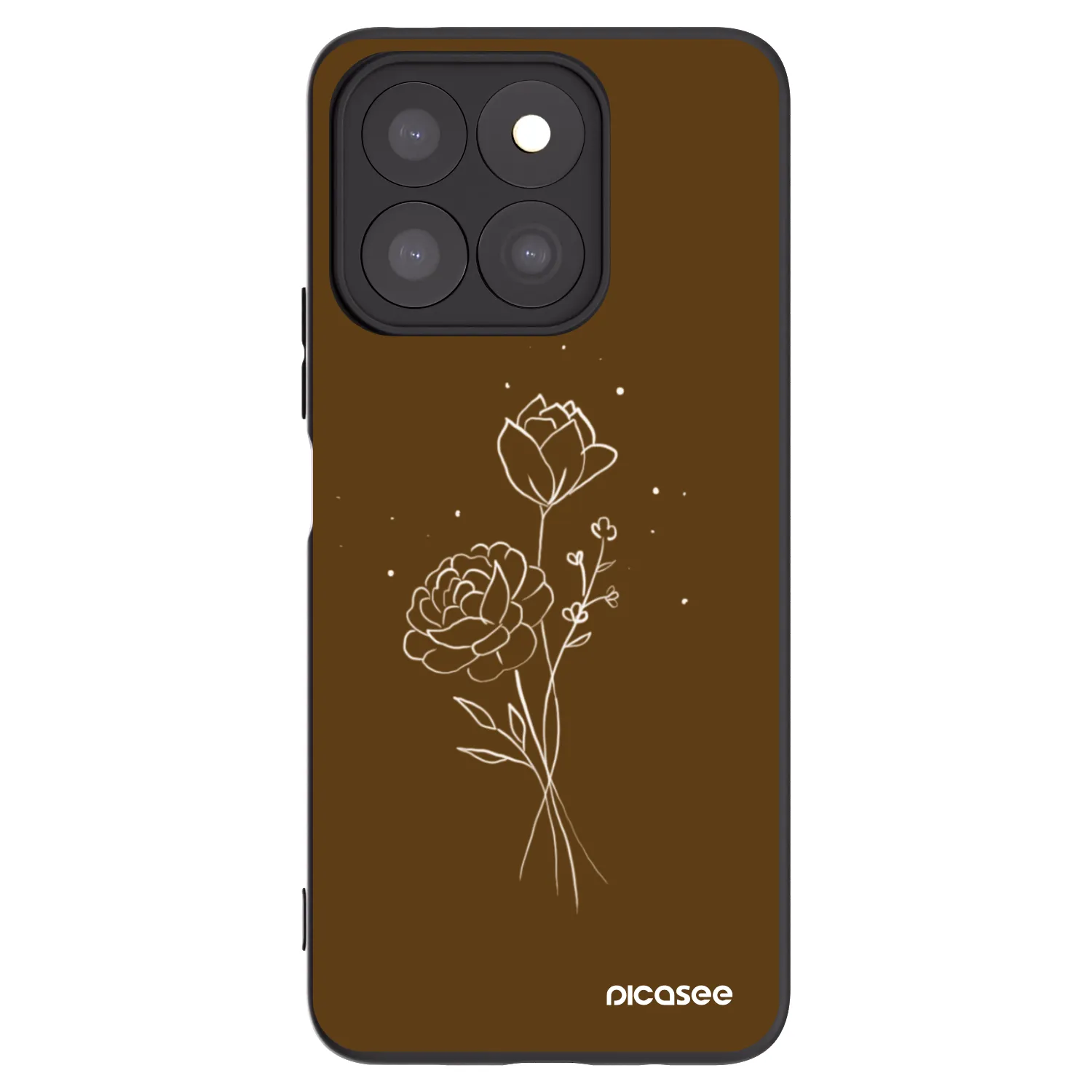 Picasee Μαύρη θήκη σιλικόνης για Honor X8b - Brown flowers