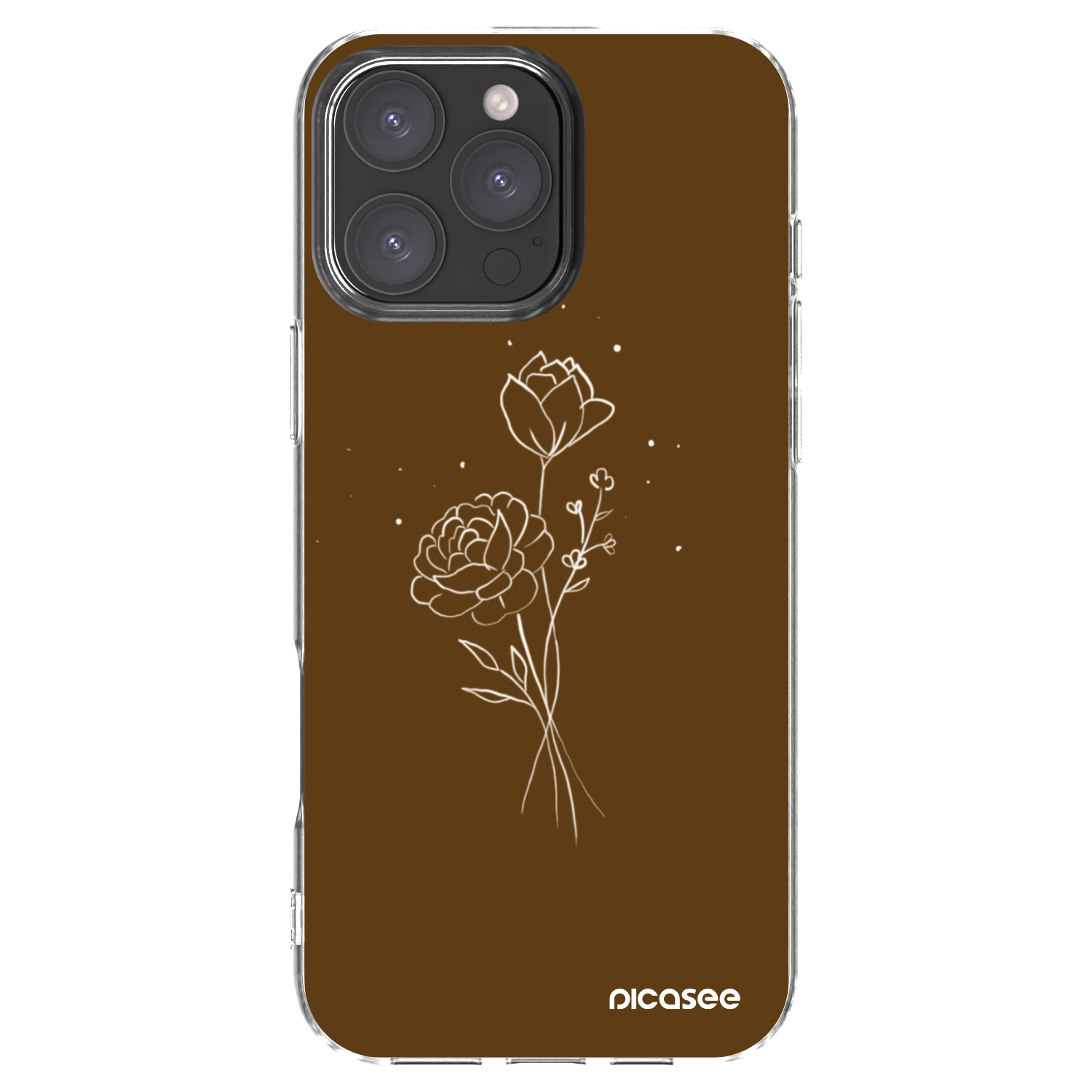 Picasee διαφανής θήκη σιλικόνης Apple iPhone 16 Pro Max - Brown flowers