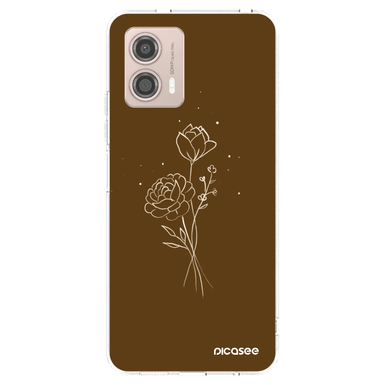 Picasee διαφανής θήκη σιλικόνης Motorola Moto G53 5G - Brown flowers