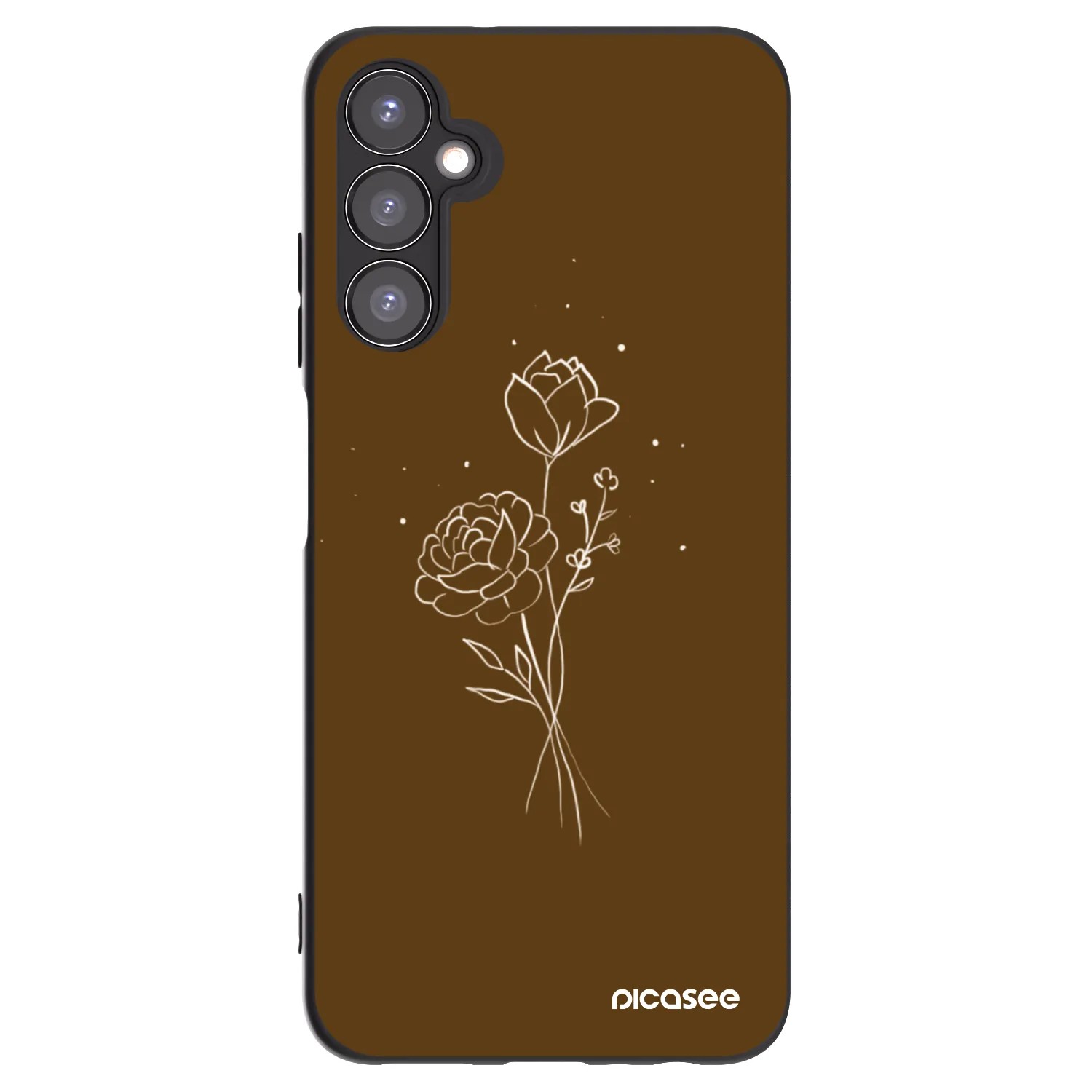 Picasee Μαύρη θήκη σιλικόνης για Samsung Galaxy A05s A057G - Brown flowers
