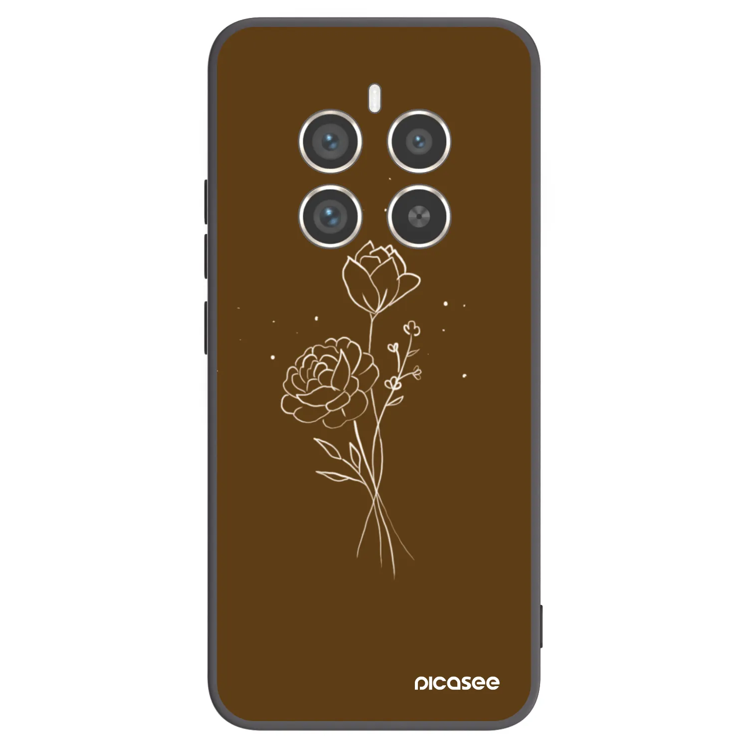 Picasee Μαύρη θήκη σιλικόνης για Realme 12 Pro 5G - Brown flowers