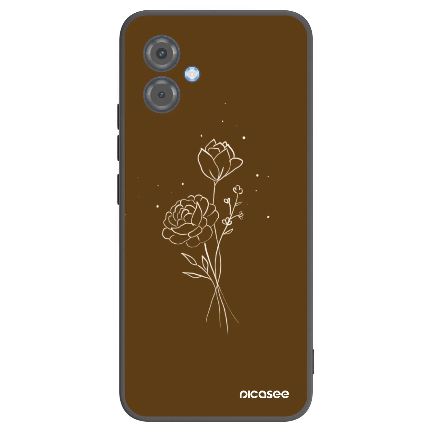 Picasee Μαύρη θήκη σιλικόνης για Motorola Moto G14 - Brown flowers