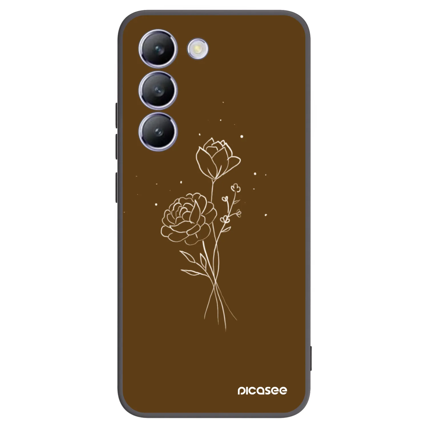 Picasee Μαύρη θήκη σιλικόνης για Vivo V40 SE 5G - Brown flowers
