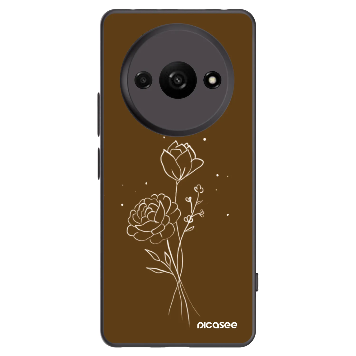 Picasee Μαύρη θήκη σιλικόνης για Xiaomi Redmi A3 - Brown flowers