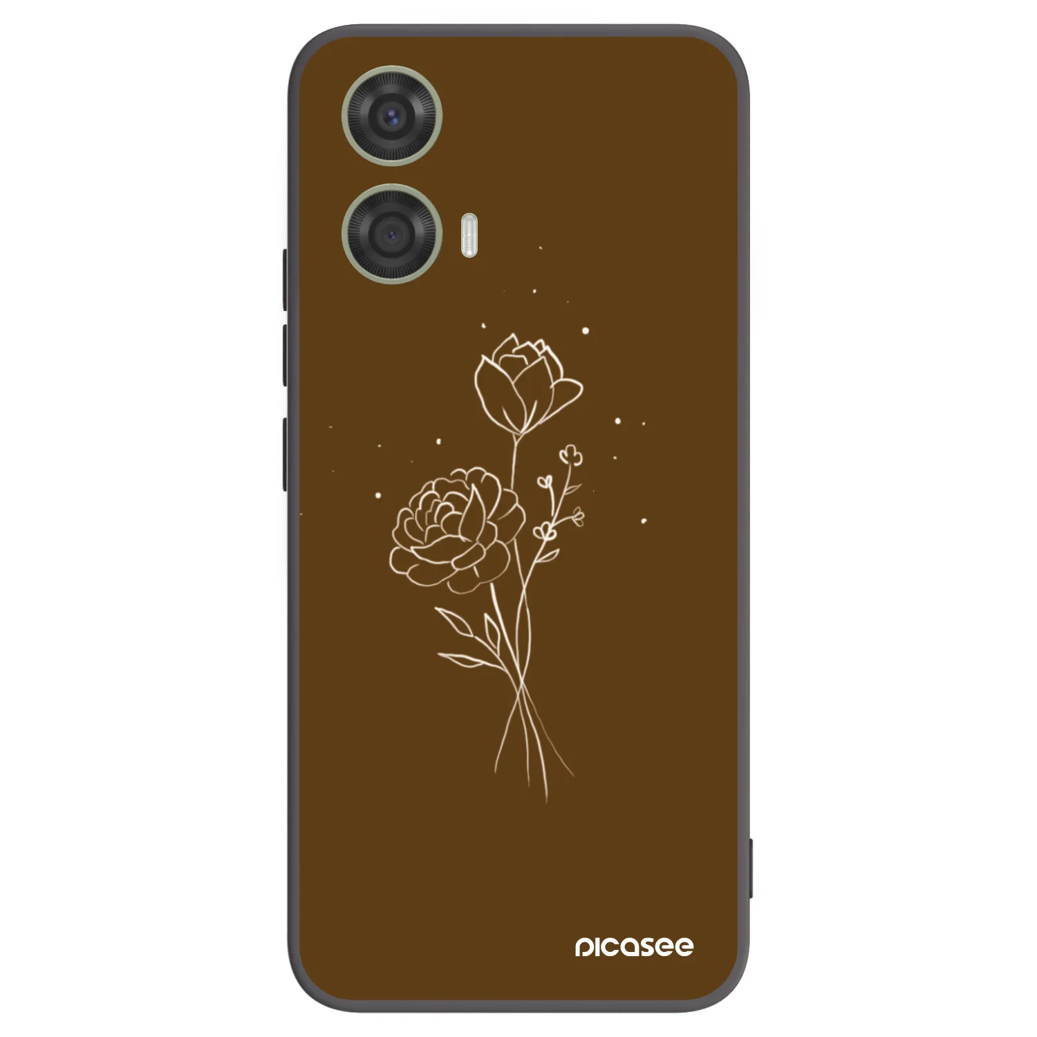 Picasee Μαύρη θήκη σιλικόνης για Motorola Moto G24 - Brown flowers