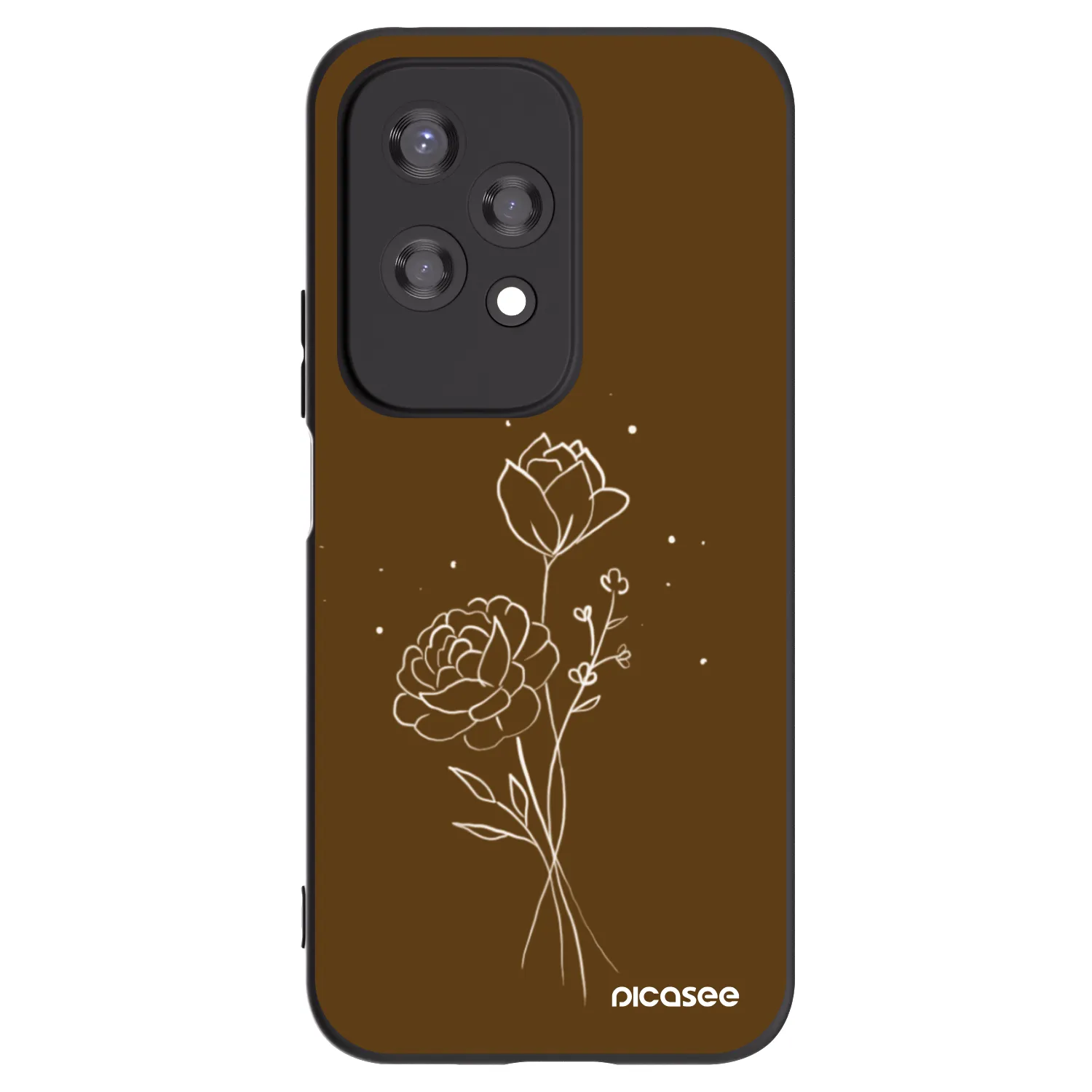 Picasee Μαύρη θήκη σιλικόνης για Honor 200 Lite - Brown flowers