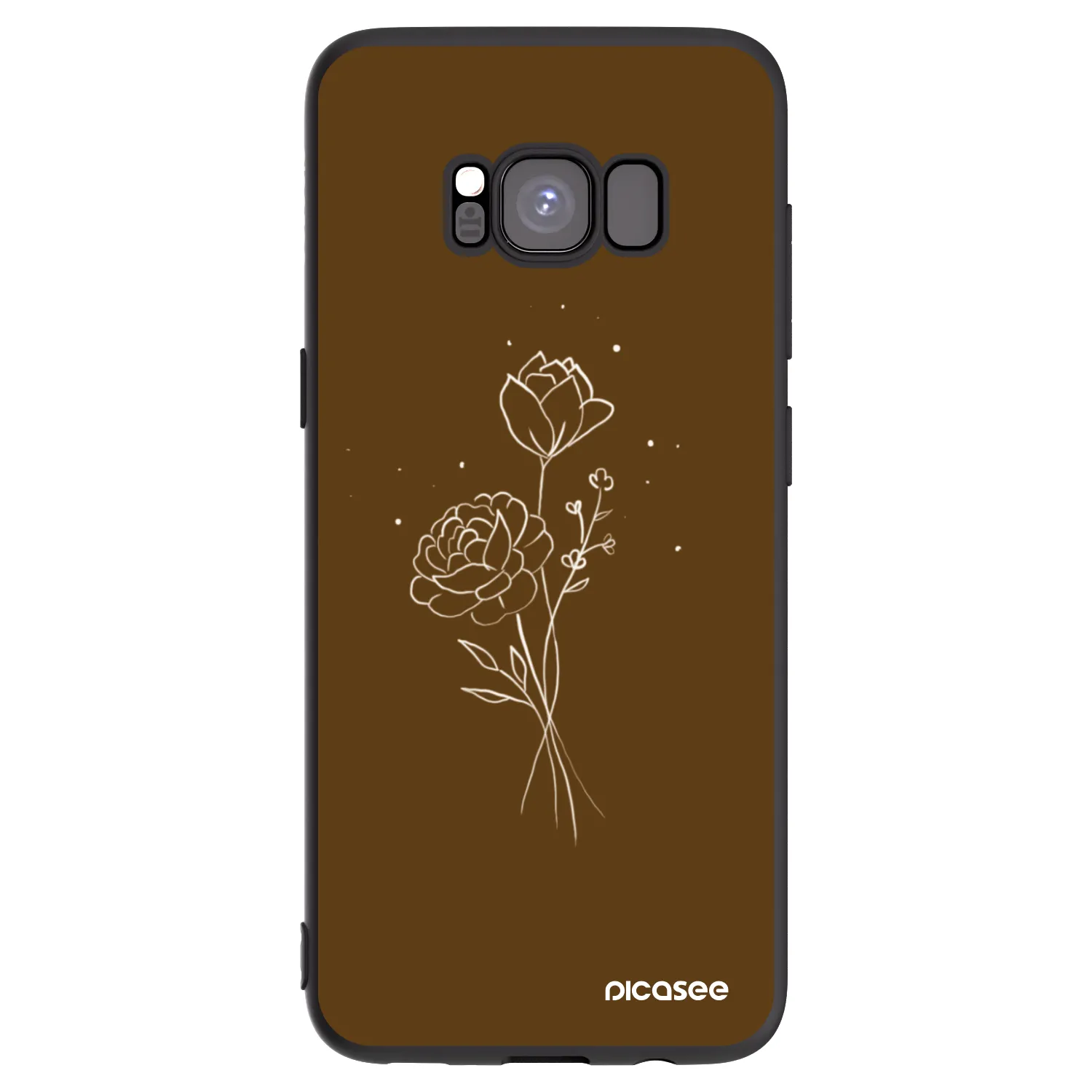 Picasee Μαύρη θήκη σιλικόνης για Samsung Galaxy S8 G950F - Brown flowers