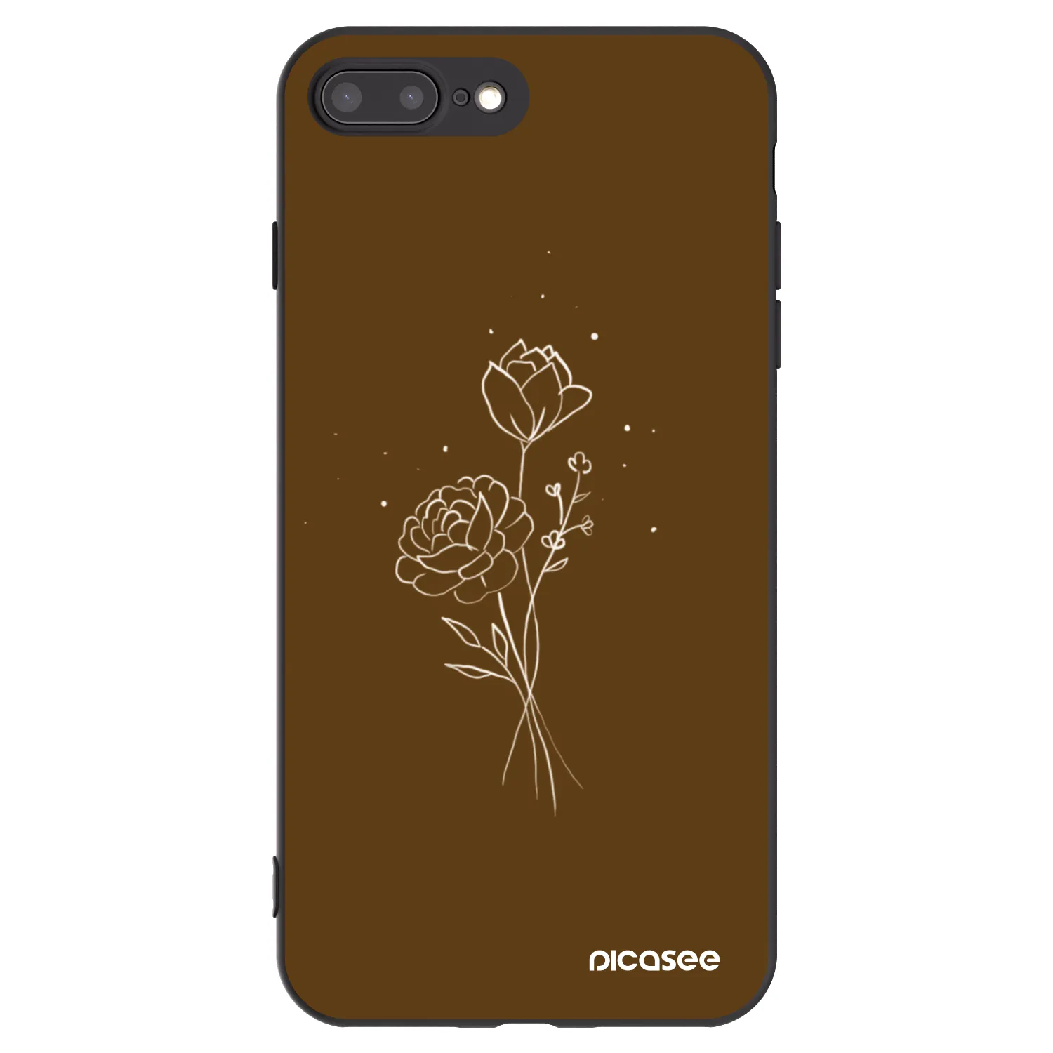 Picasee Μαύρη θήκη σιλικόνης για Apple iPhone 8 Plus - Brown flowers
