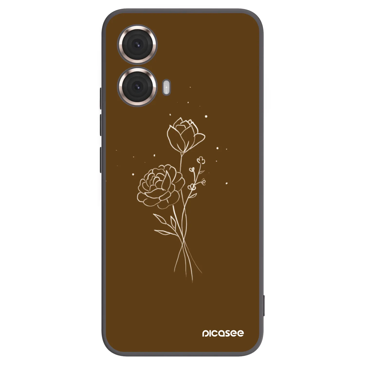 Picasee Μαύρη θήκη σιλικόνης για Motorola Moto G85 - Brown flowers