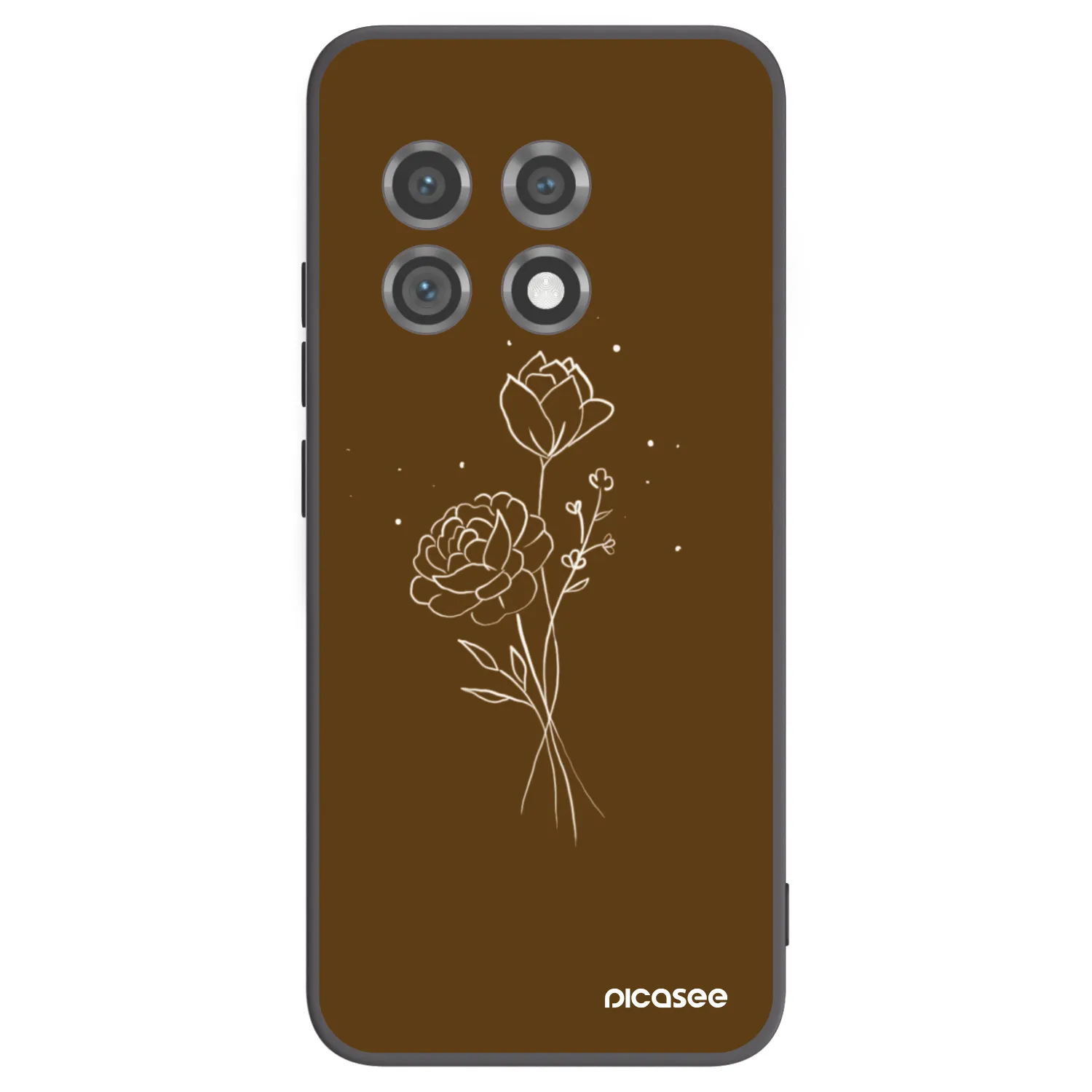 Picasee Μαύρη θήκη σιλικόνης για OnePlus 11 5G - Brown flowers