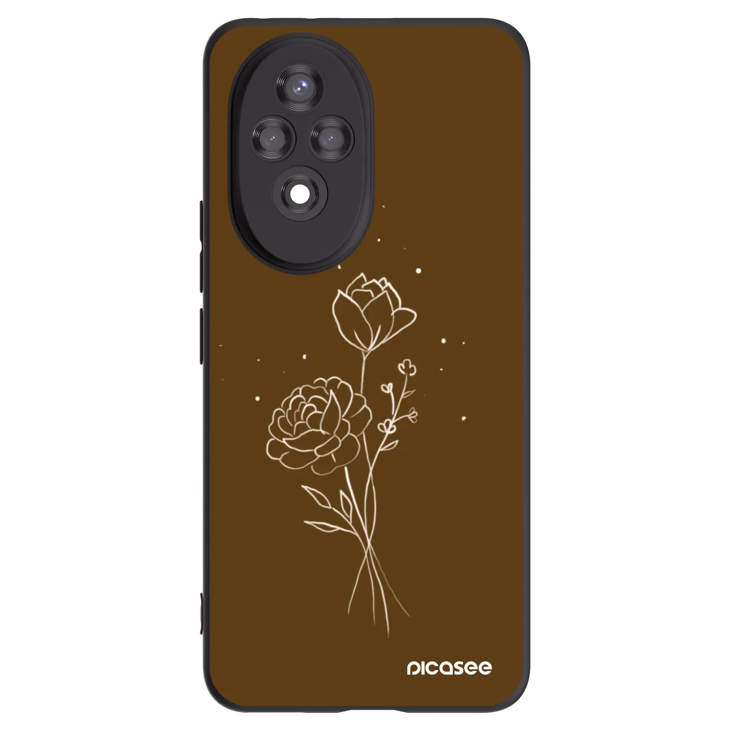 Picasee Μαύρη θήκη σιλικόνης για Honor 200 Pro 5G - Brown flowers