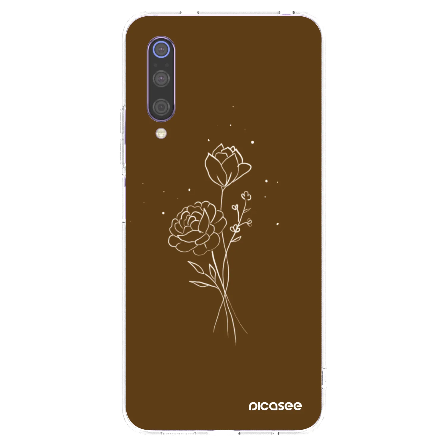 Picasee διαφανής θήκη σιλικόνης Xiaomi Mi 9 - Brown flowers