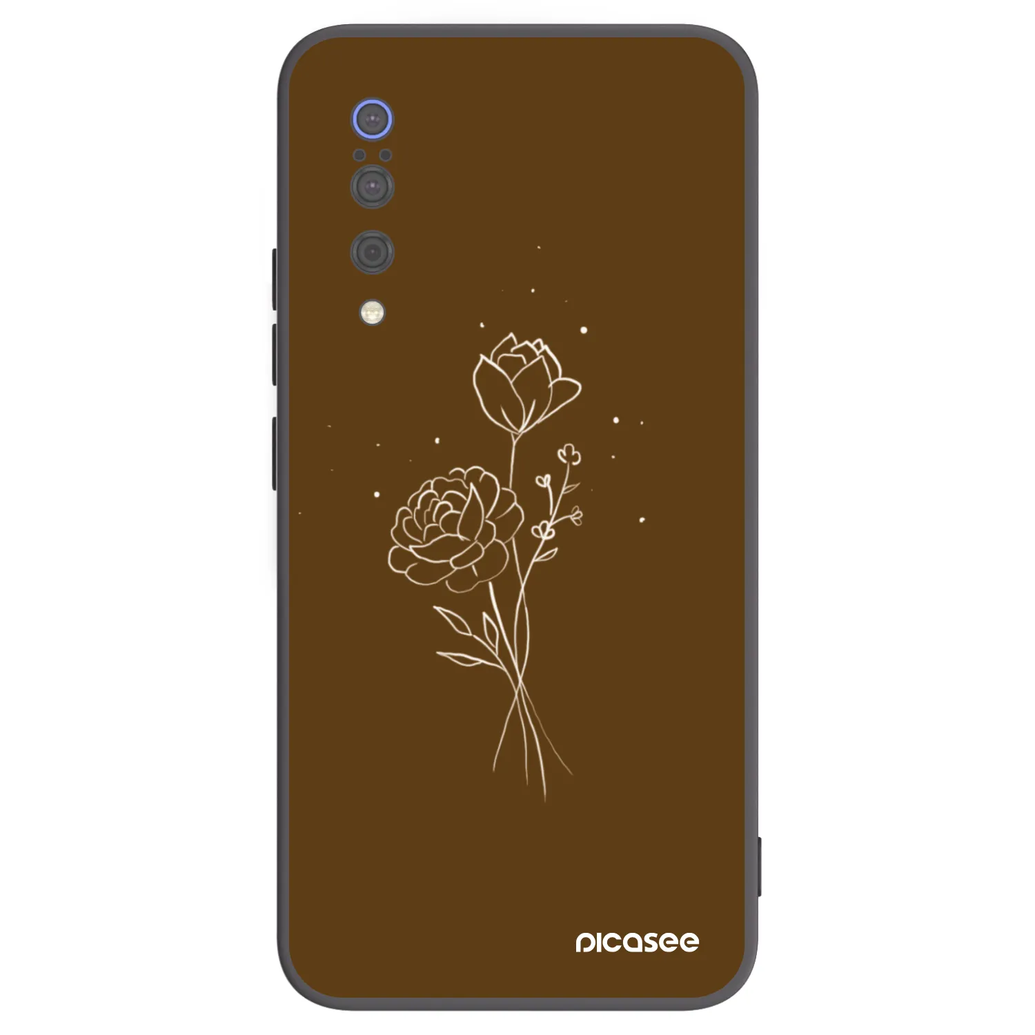 Picasee Μαύρη θήκη σιλικόνης για Xiaomi Mi 9 - Brown flowers