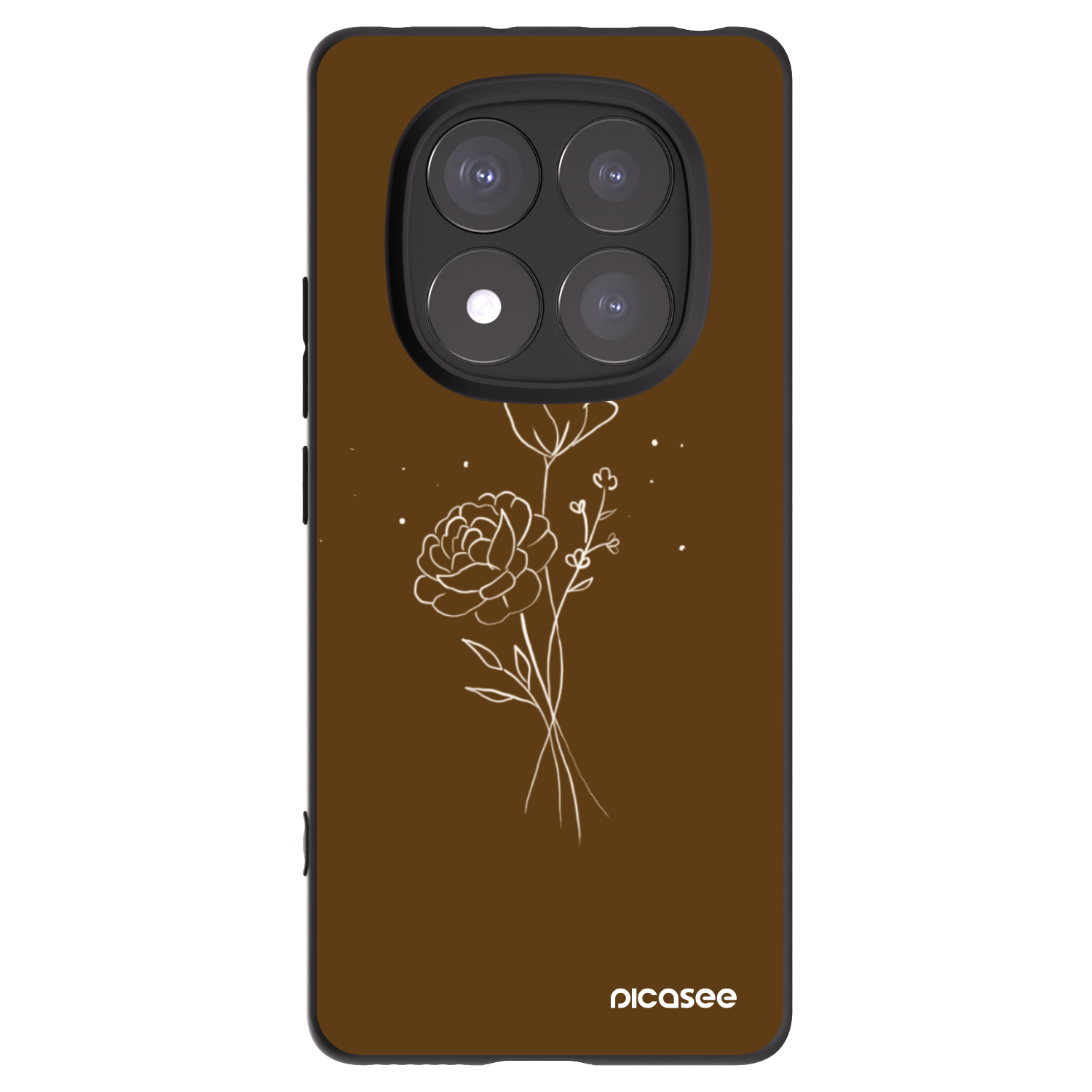Picasee Μαύρη θήκη σιλικόνης για Xiaomi Redmi Note 14 Pro 5G - Brown flowers