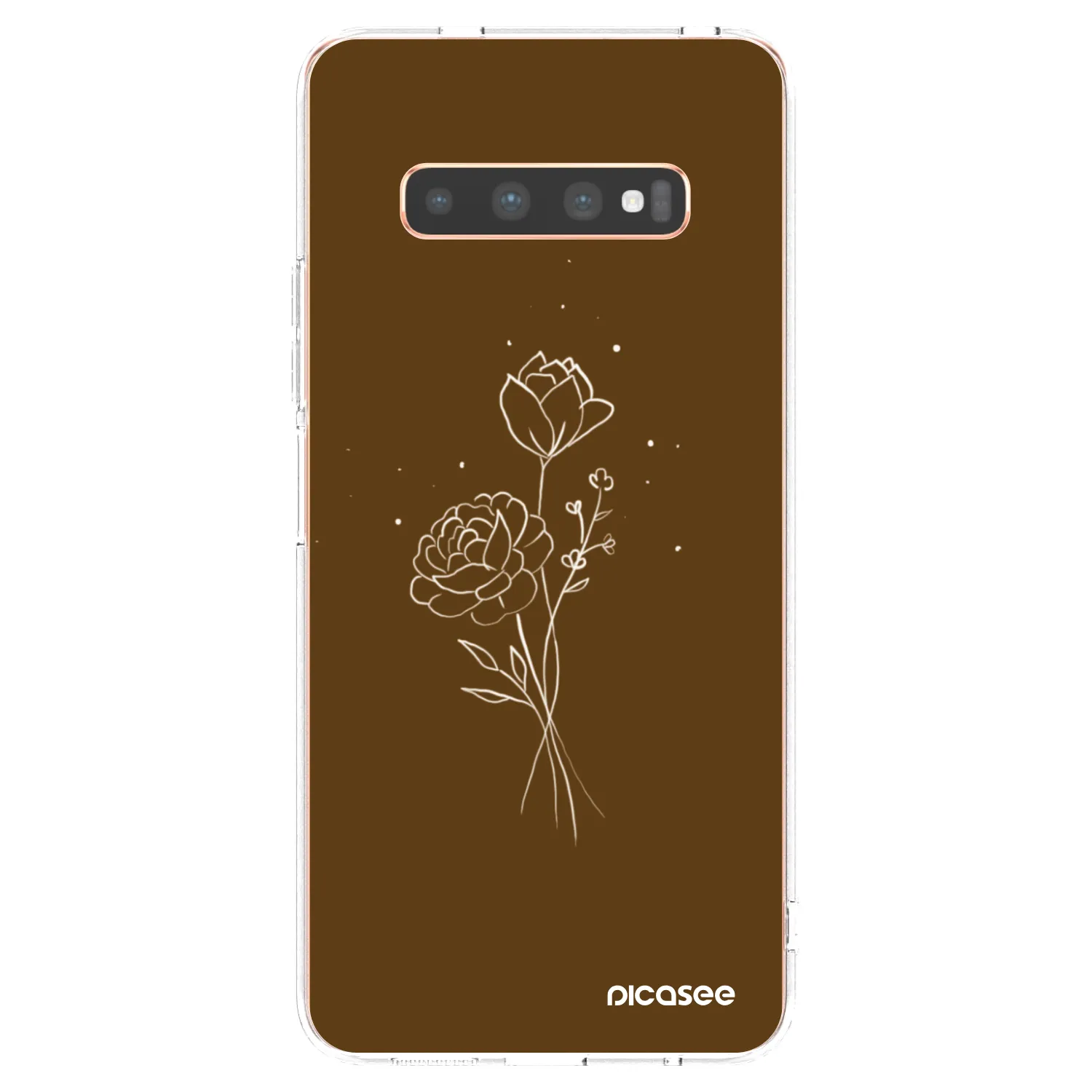 Picasee διαφανής θήκη σιλικόνης Samsung Galaxy S10 Plus G975 - Brown flowers