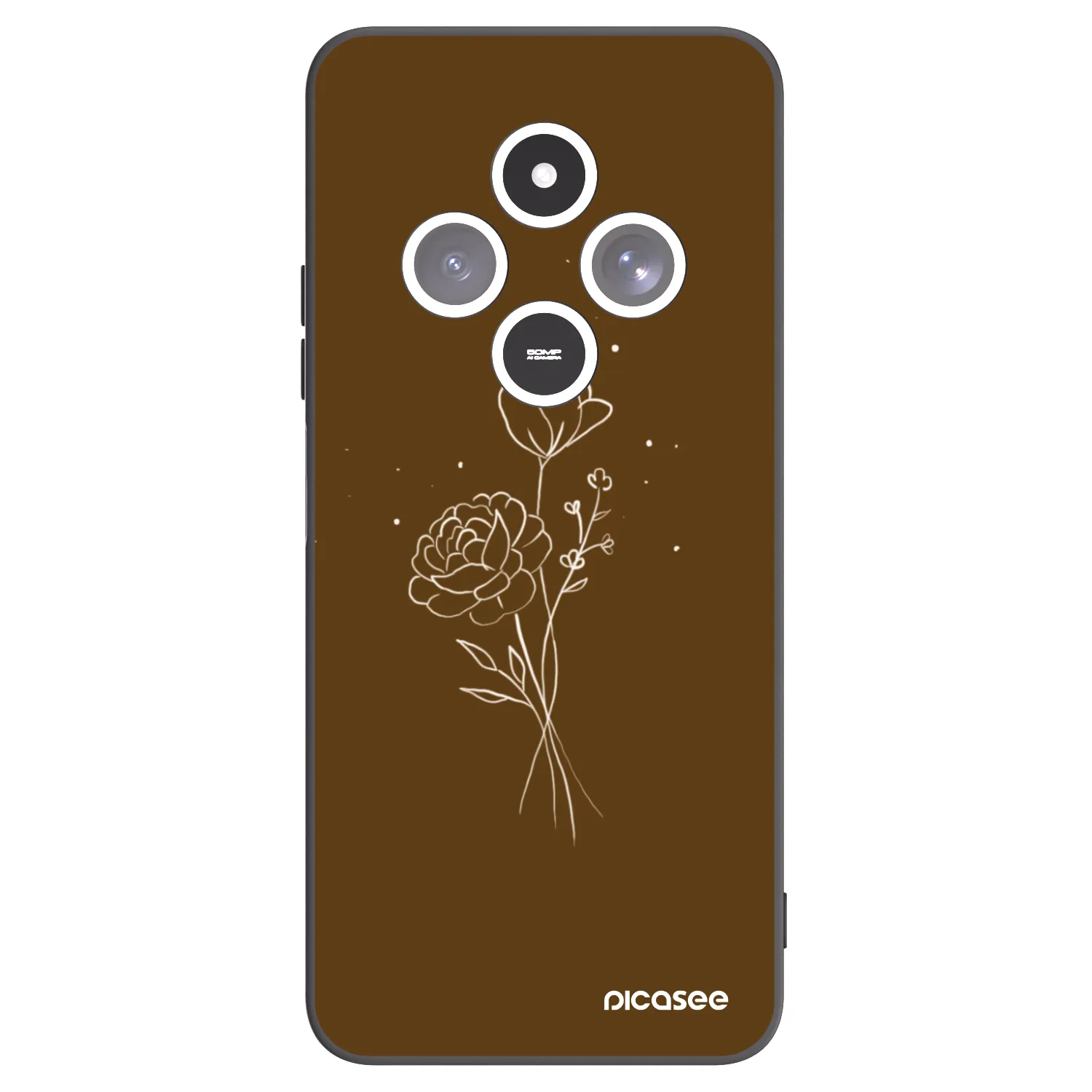 Picasee Μαύρη θήκη σιλικόνης για Xiaomi Redmi 14C - Brown flowers