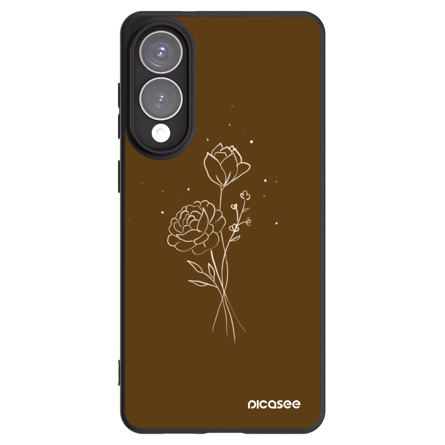 Picasee Μαύρη θήκη σιλικόνης για Samsung Galaxy S25 Edge 5G - Brown flowers
