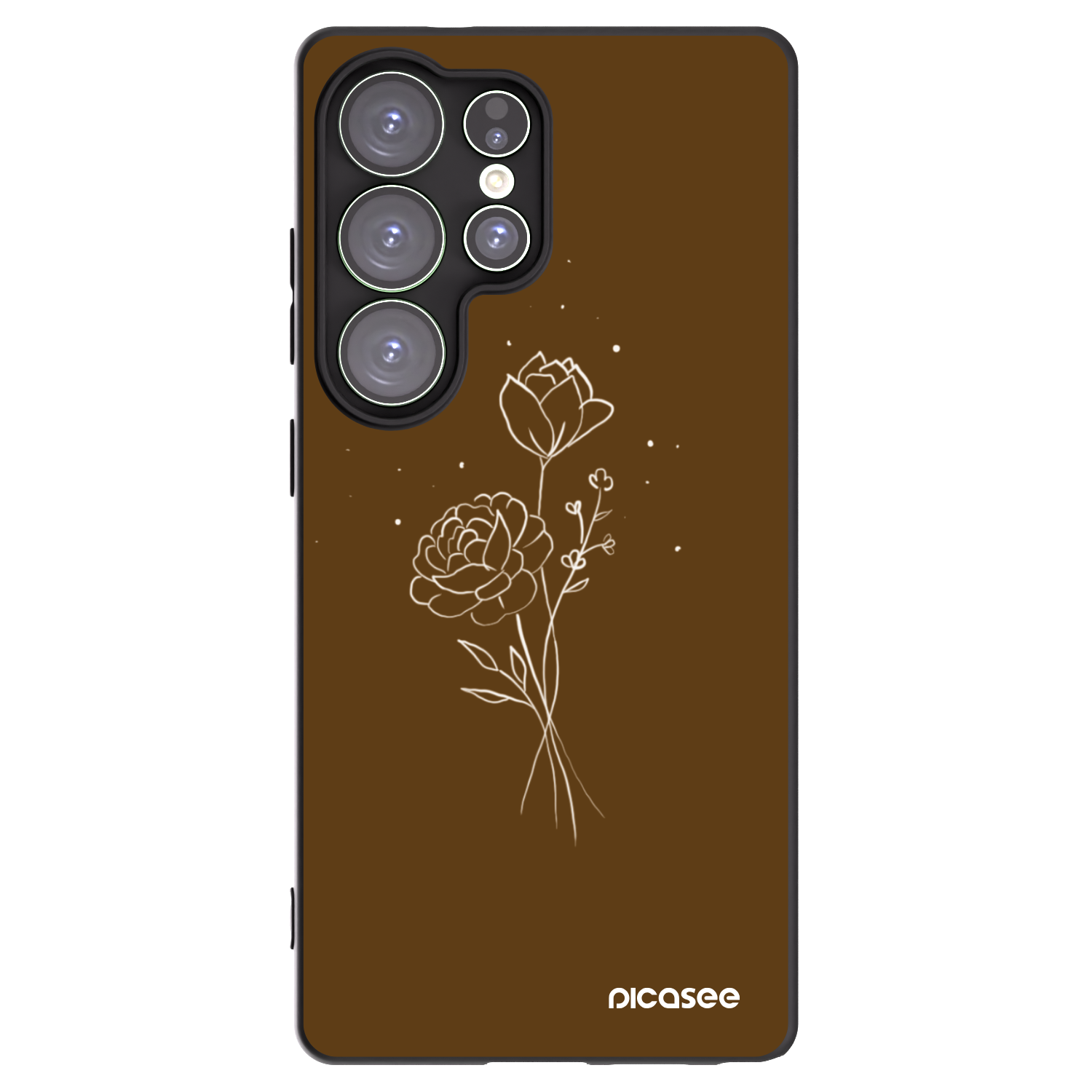 Picasee Μαύρη θήκη σιλικόνης για Samsung Galaxy S25 Ultra 5G - Brown flowers