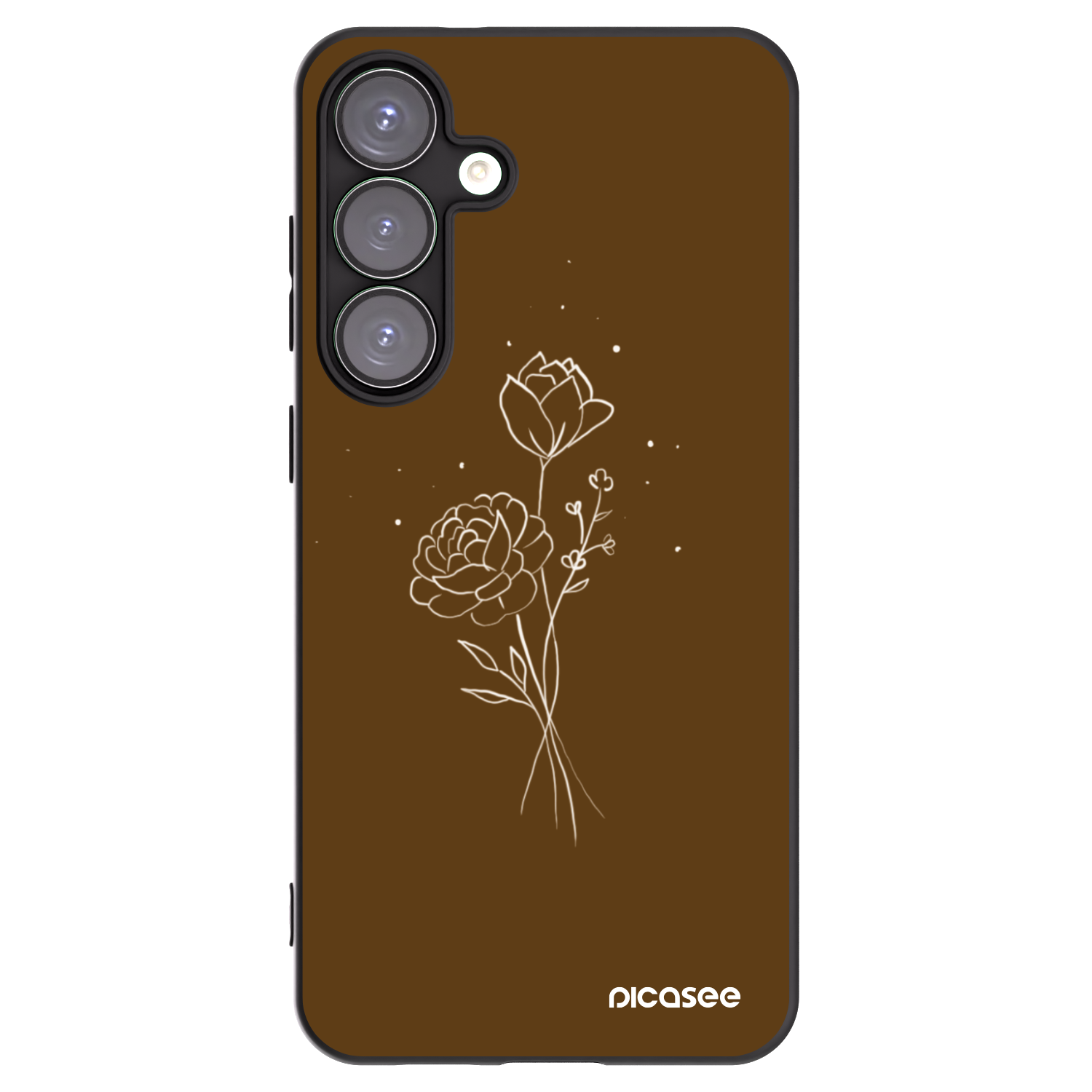 Picasee Μαύρη θήκη σιλικόνης για Samsung Galaxy S25+ 5G - Brown flowers