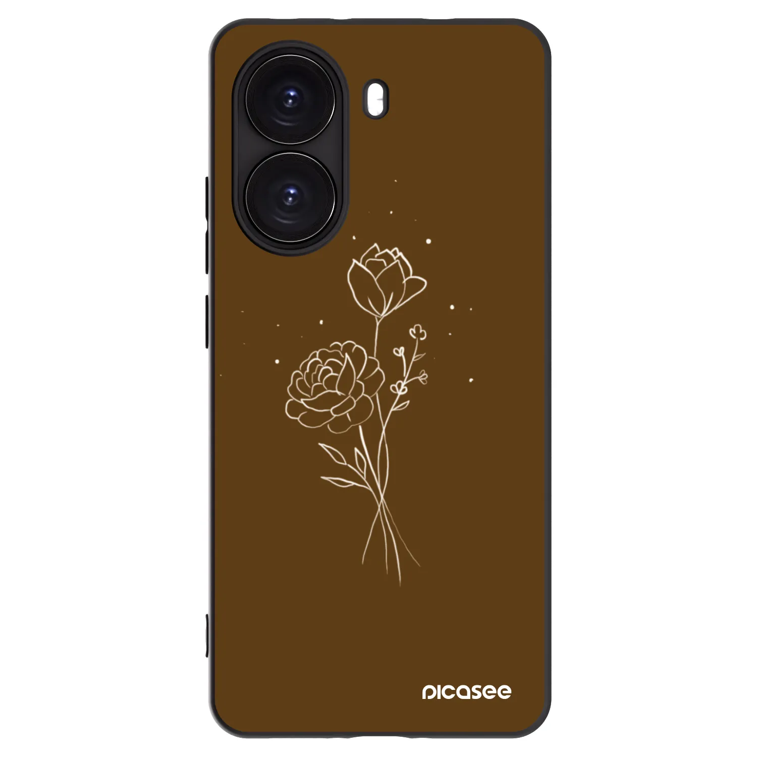 Picasee Μαύρη θήκη σιλικόνης για Xiaomi Poco X7 Pro 5G - Brown flowers