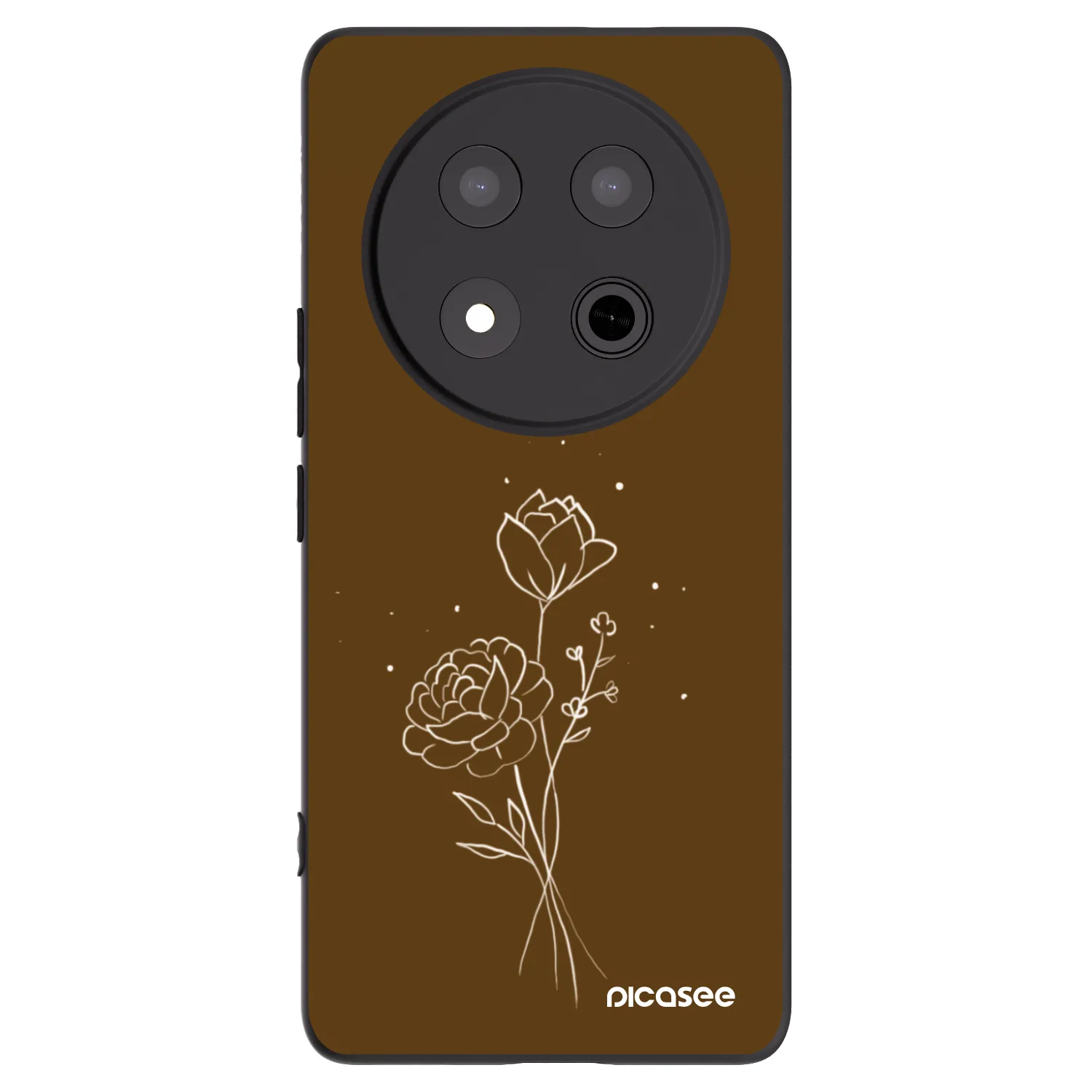 Picasee Μαύρη θήκη σιλικόνης για Honor Magic7 Lite 5G - Brown flowers