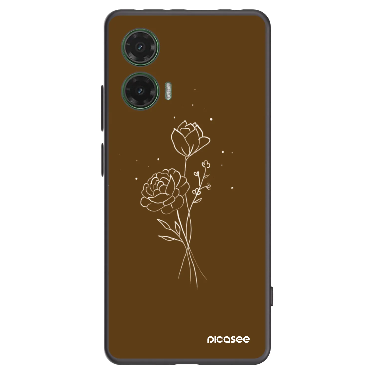 Picasee Μαύρη θήκη σιλικόνης για Motorola Moto G35 5G - Brown flowers