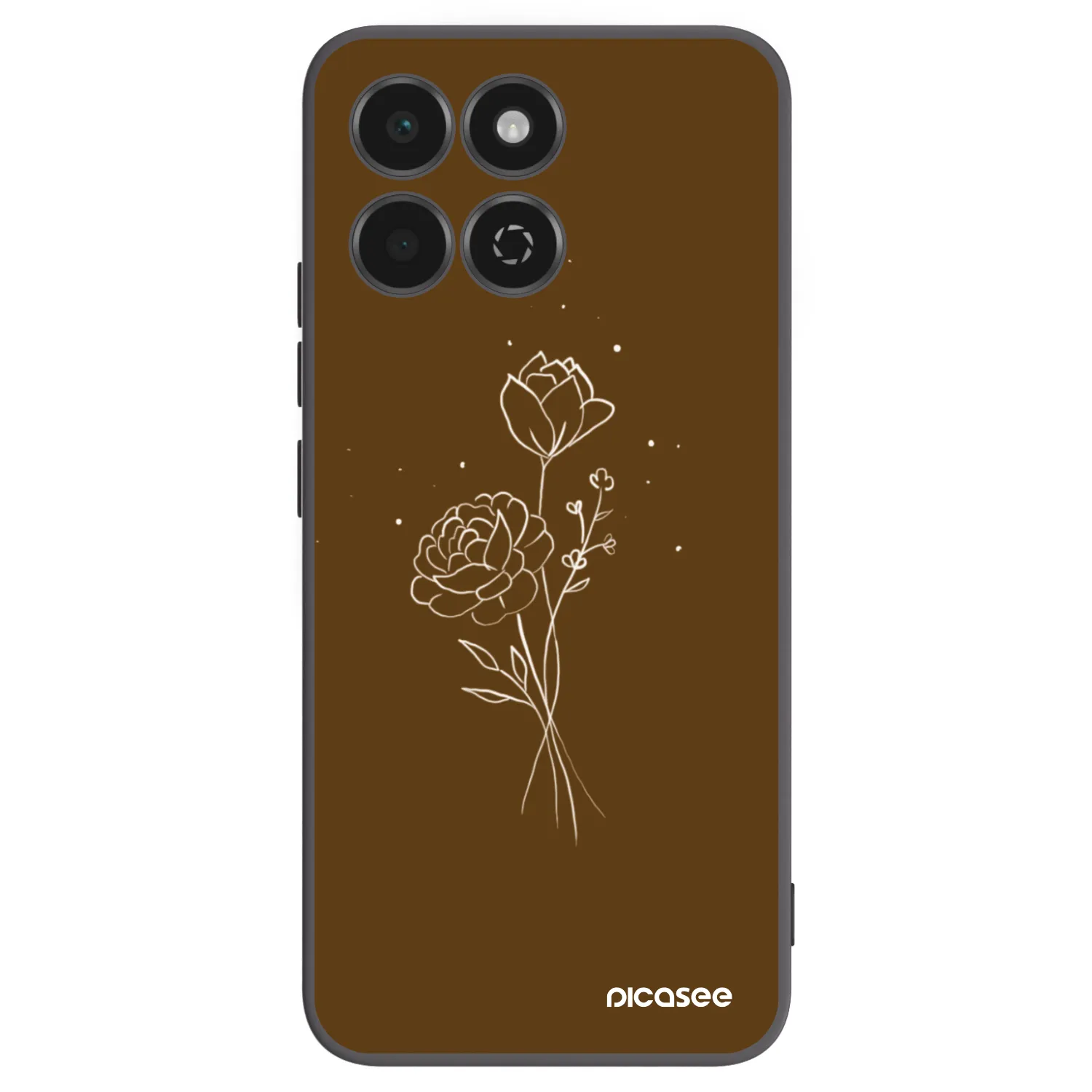 Picasee Μαύρη θήκη σιλικόνης για Honor 200 Smart 5G - Brown flowers