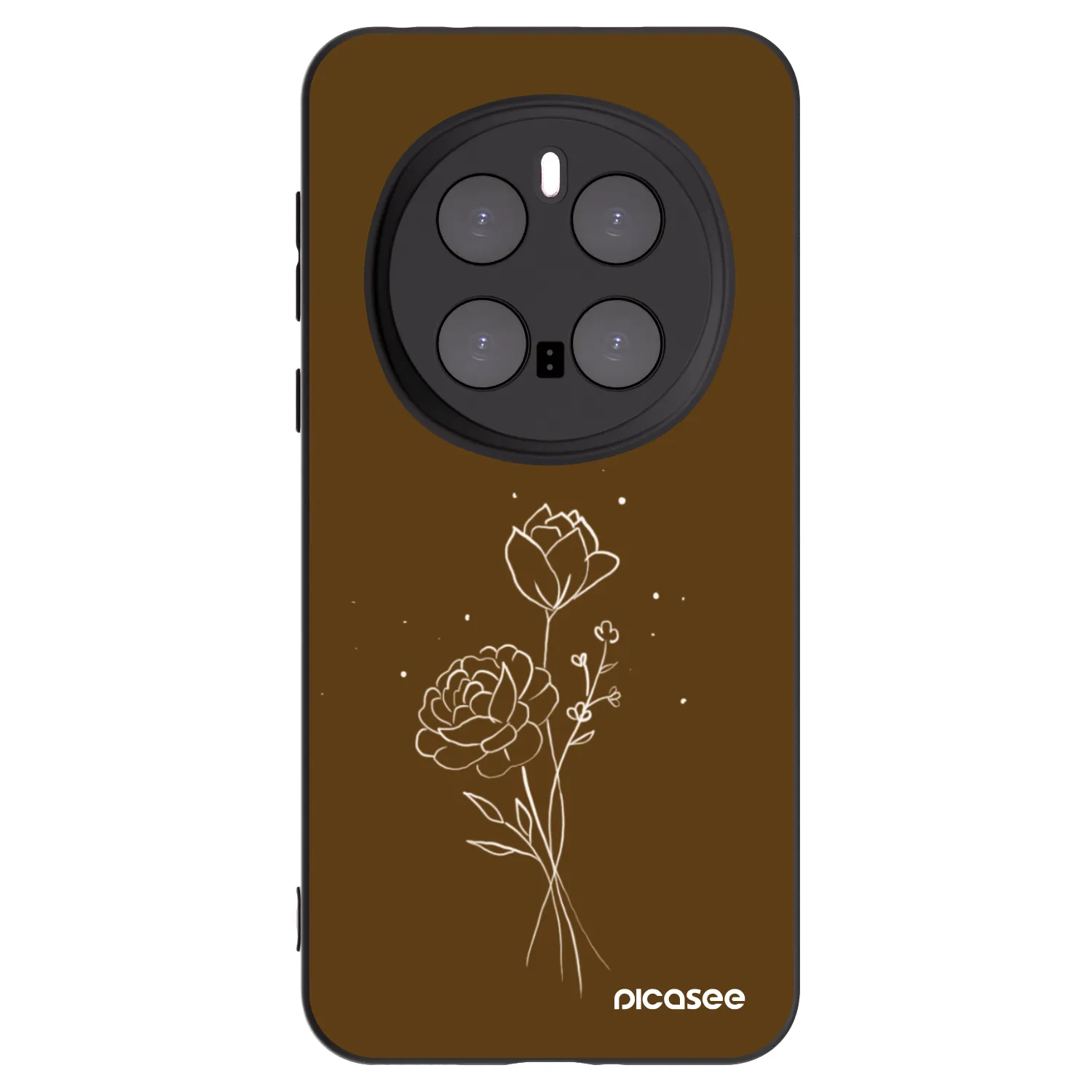 Picasee Μαύρη θήκη σιλικόνης για Honor Magic7 Pro 5G - Brown flowers