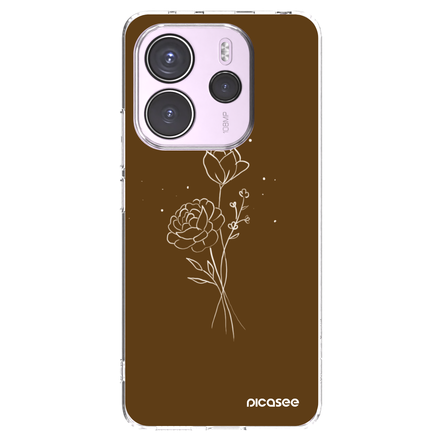 Picasee διαφανής θήκη σιλικόνης Xiaomi Redmi Note 14 4G - Brown flowers