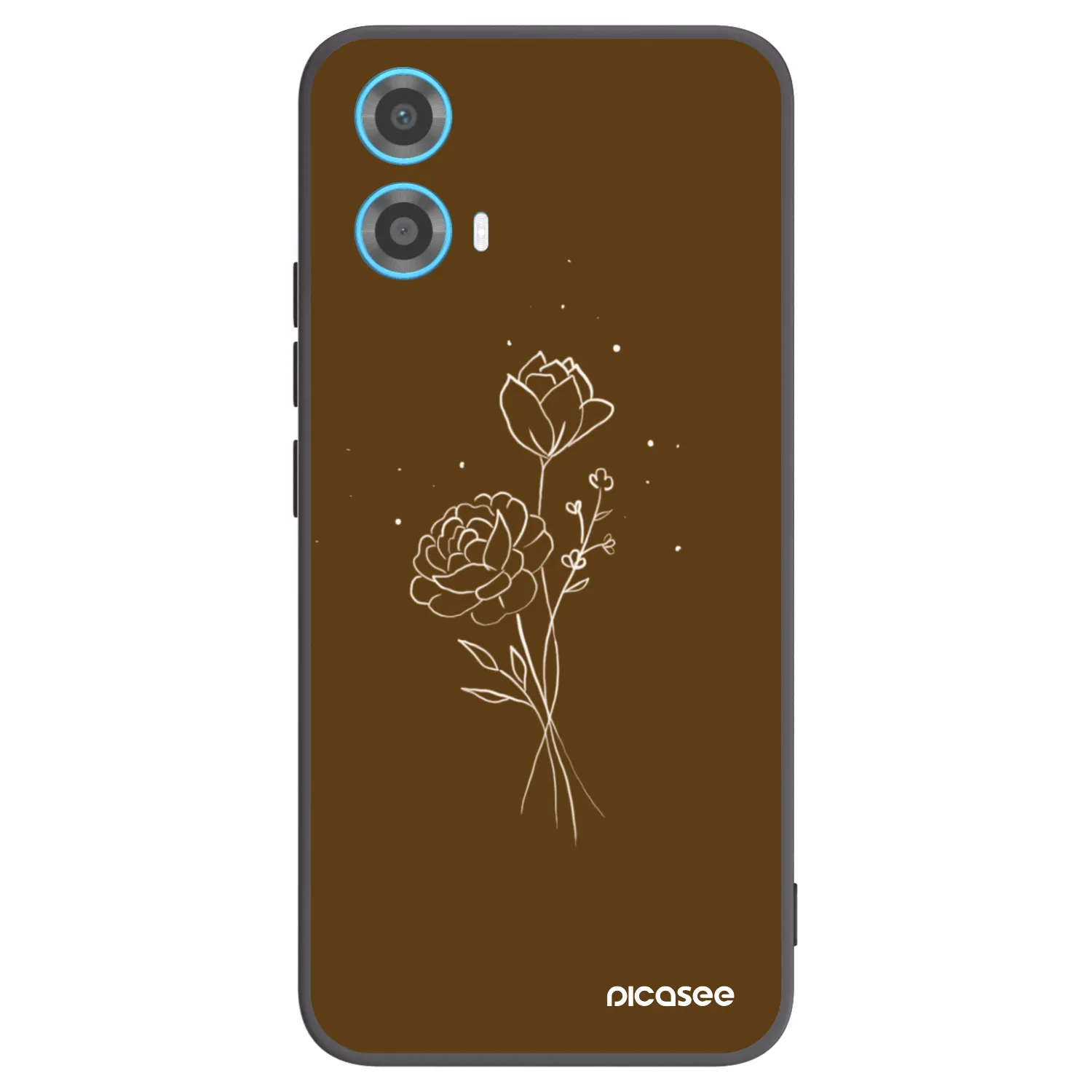 Picasee Μαύρη θήκη σιλικόνης για Motorola Moto G34 5G - Brown flowers