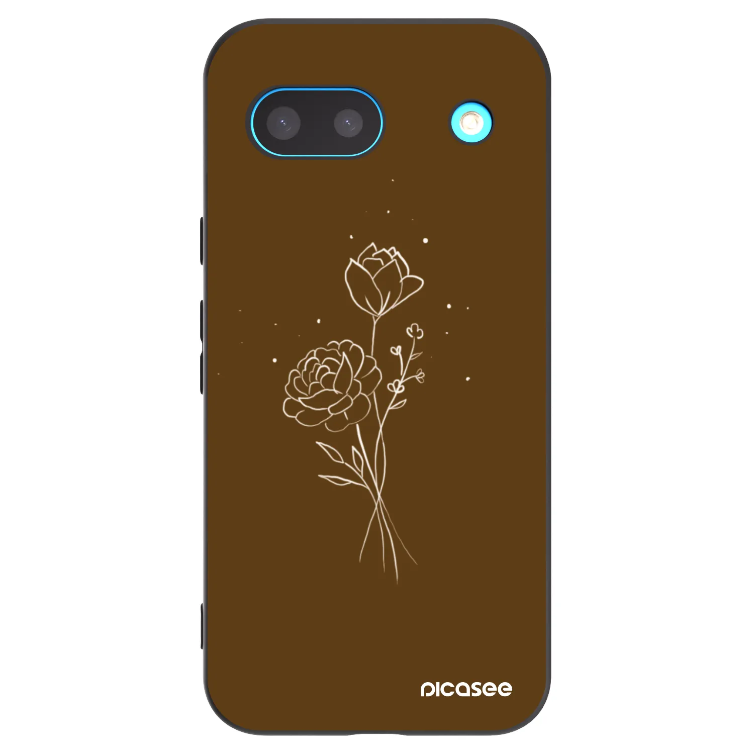 Picasee Μαύρη θήκη σιλικόνης για Google Pixel 8a - Brown flowers