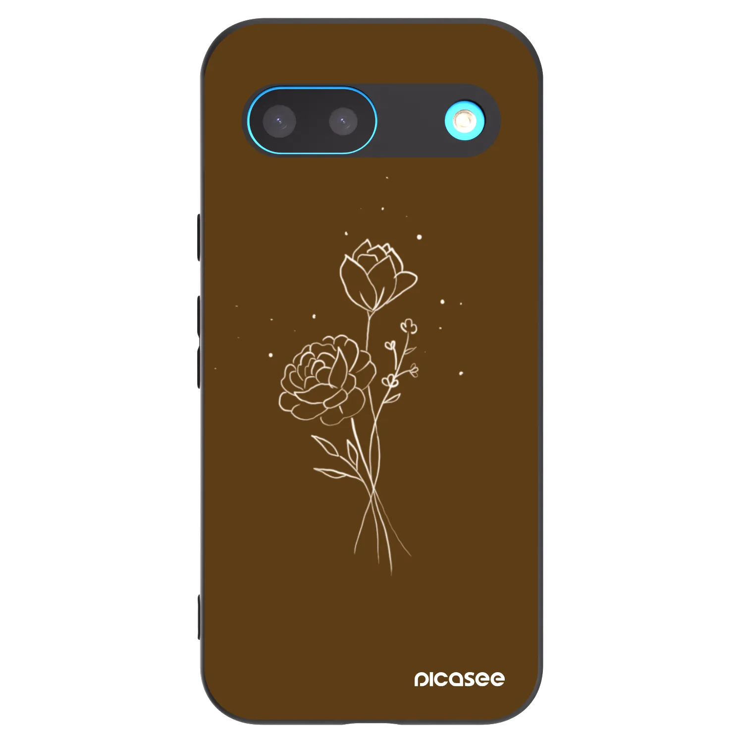 Picasee Μαύρη θήκη σιλικόνης για Google Pixel 8 - Brown flowers