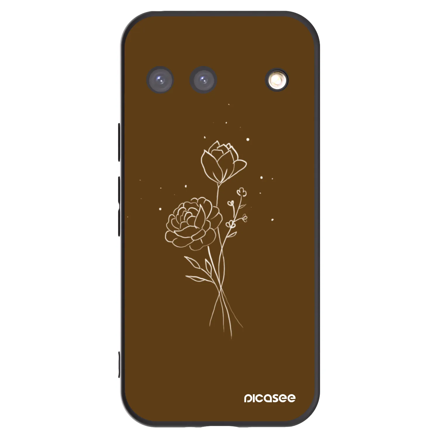 Picasee Μαύρη θήκη σιλικόνης για Google Pixel 9 - Brown flowers