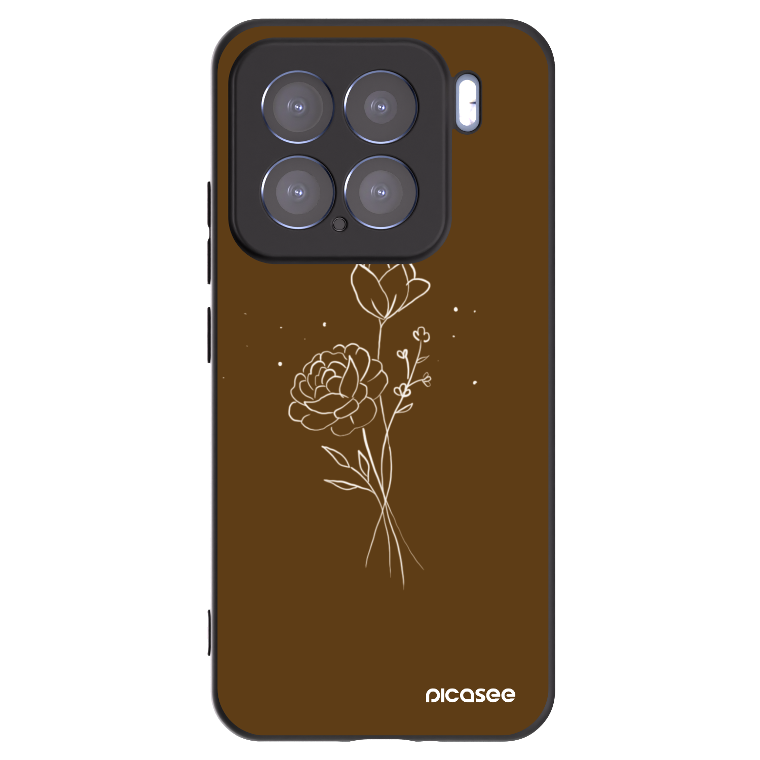 Picasee Μαύρη θήκη σιλικόνης για Xiaomi 15 - Brown flowers
