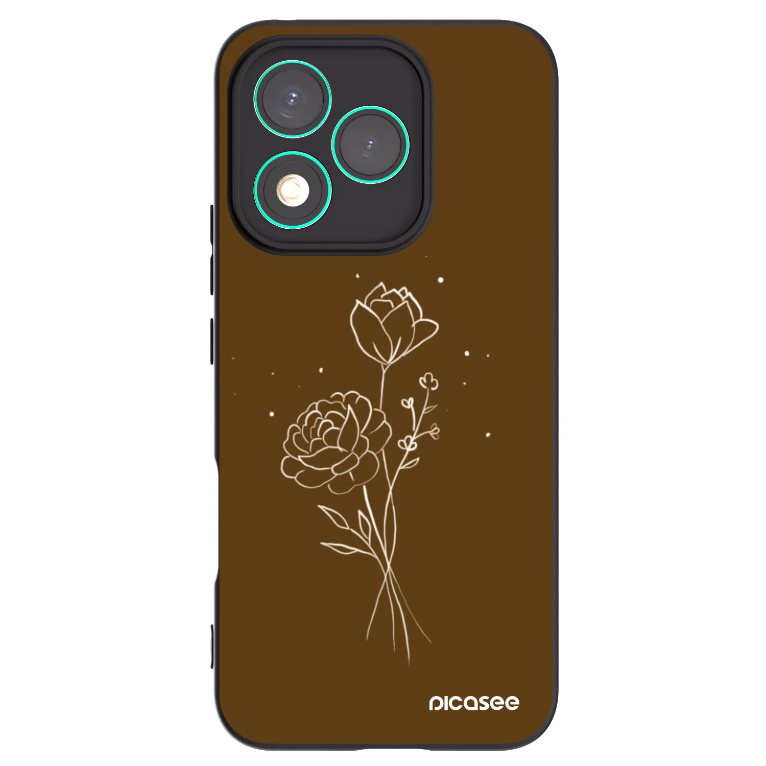 Picasee Μαύρη θήκη σιλικόνης για Honor 400 Lite 5G - Brown flowers