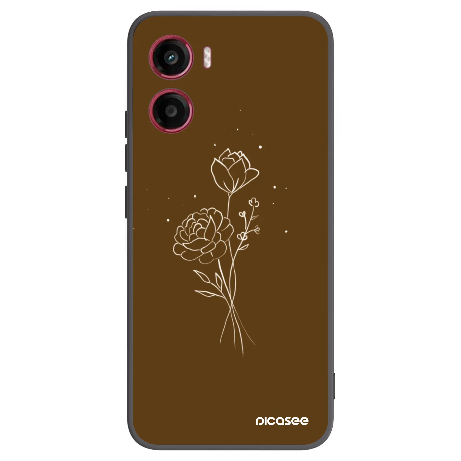Picasee Μαύρη θήκη σιλικόνης για Motorola Moto G05 - Brown flowers