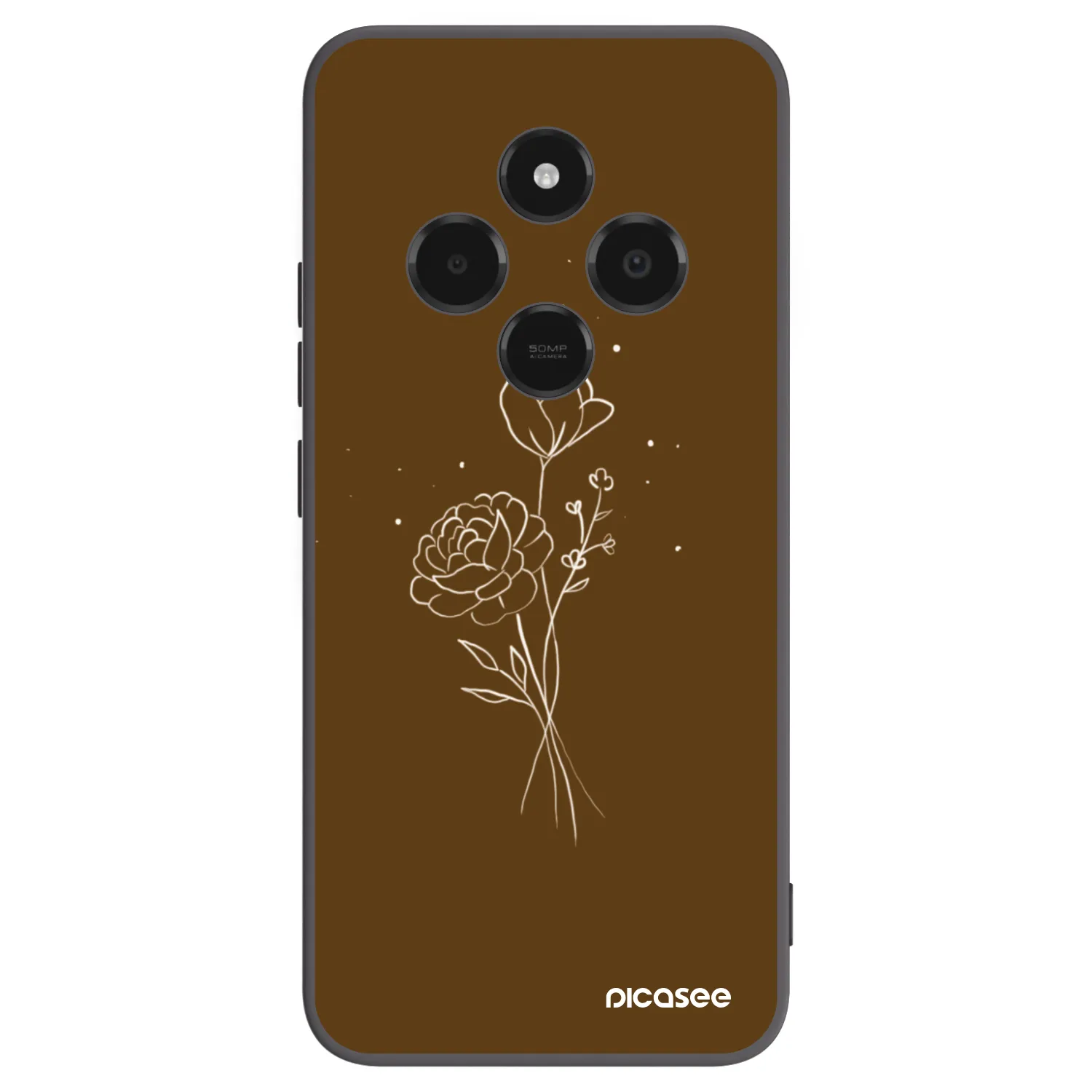 Picasee Μαύρη θήκη σιλικόνης για Xiaomi Poco C75 - Brown flowers