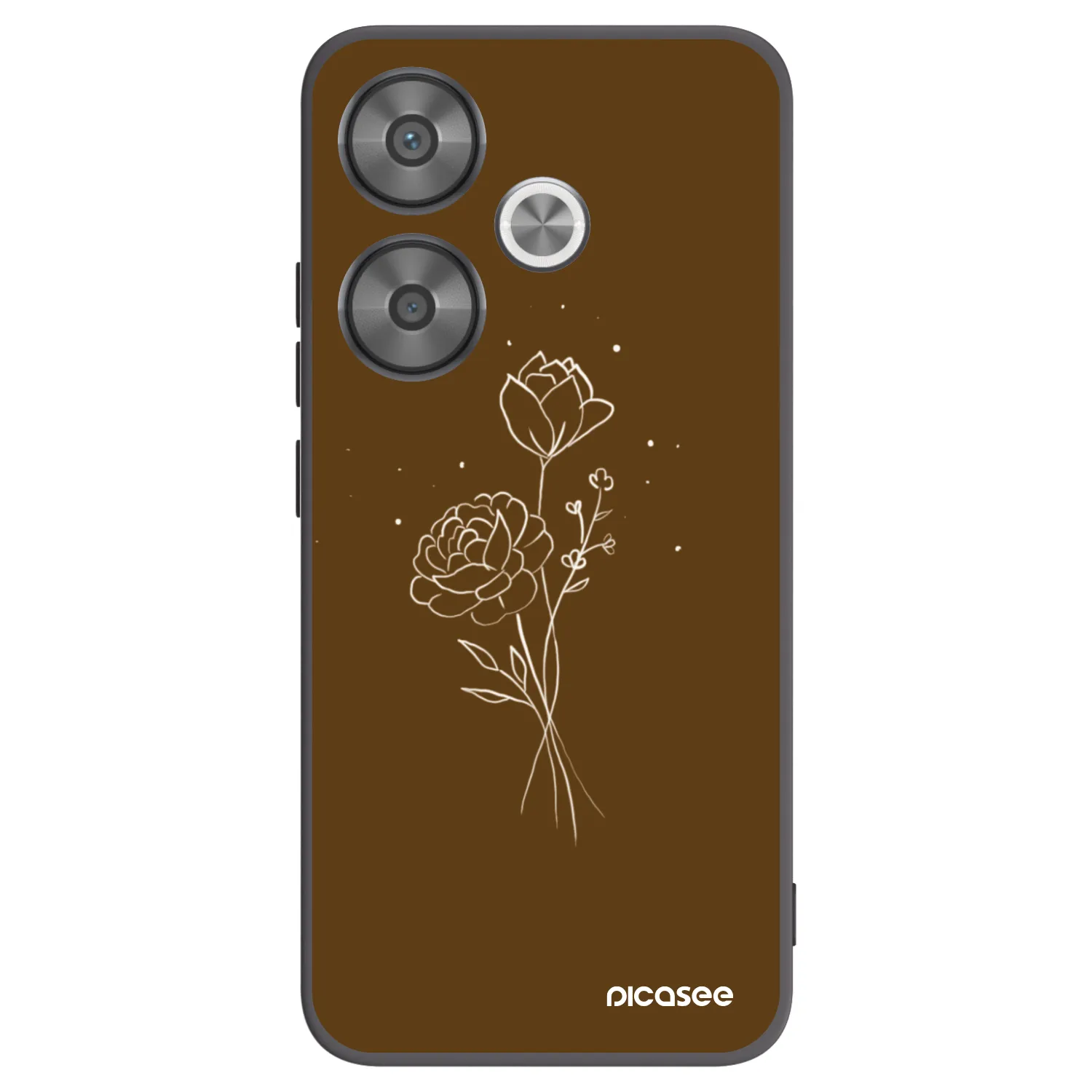 Picasee Μαύρη θήκη σιλικόνης για Xiaomi Poco F6 - Brown flowers