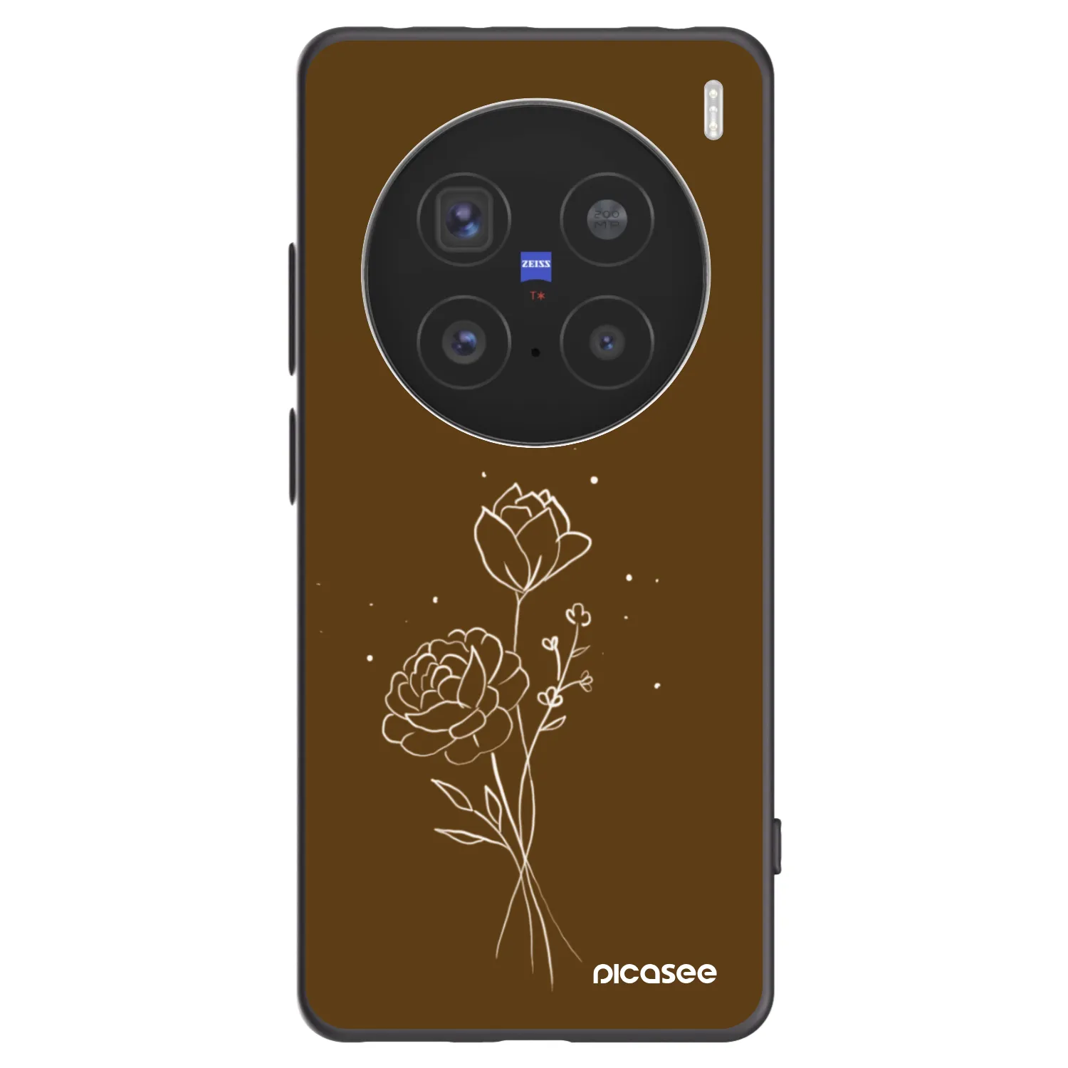 Picasee Μαύρη θήκη σιλικόνης για Vivo X200 Pro - Brown flowers