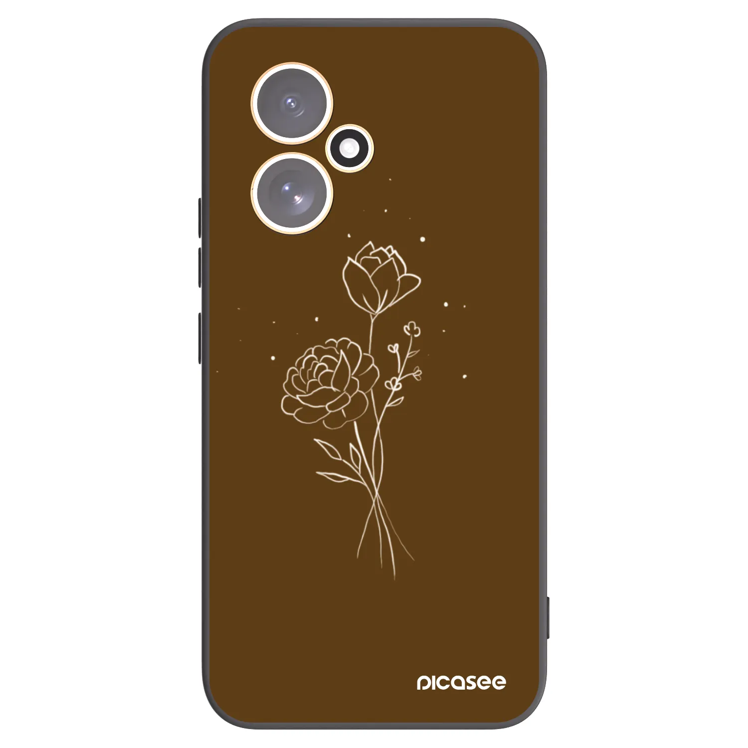 Picasee Μαύρη θήκη σιλικόνης για Honor 400 5G - Brown flowers